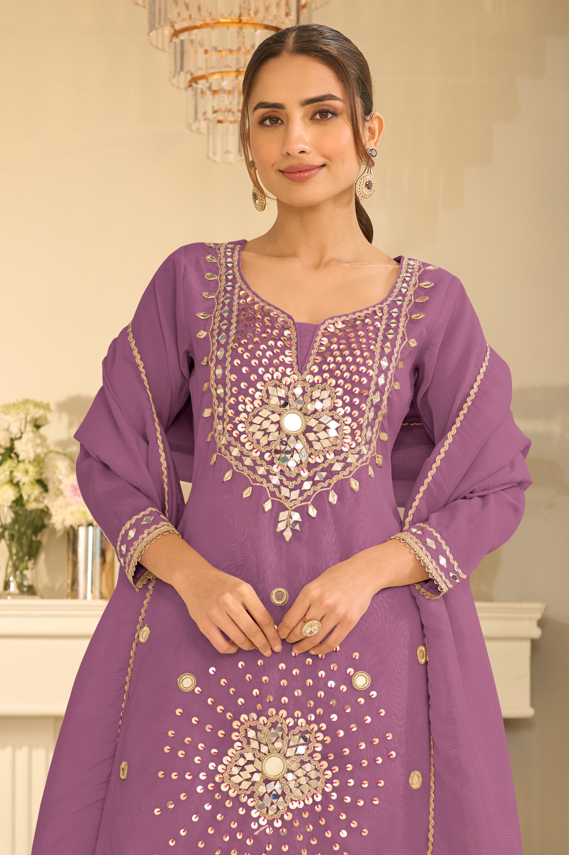 Purple Readymade Mirror Work Silk Sharara Suit-SAR12161_3_SareeButa.com