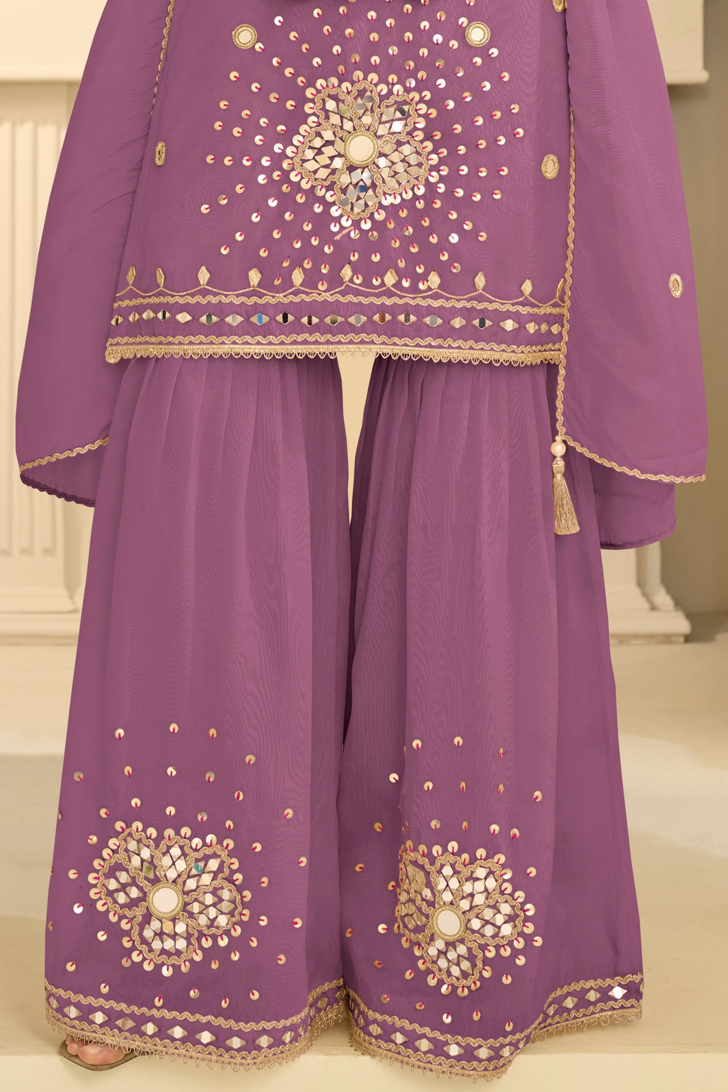 Purple Readymade Mirror Work Silk Sharara Suit-SAR12161_4_SareeButa.com