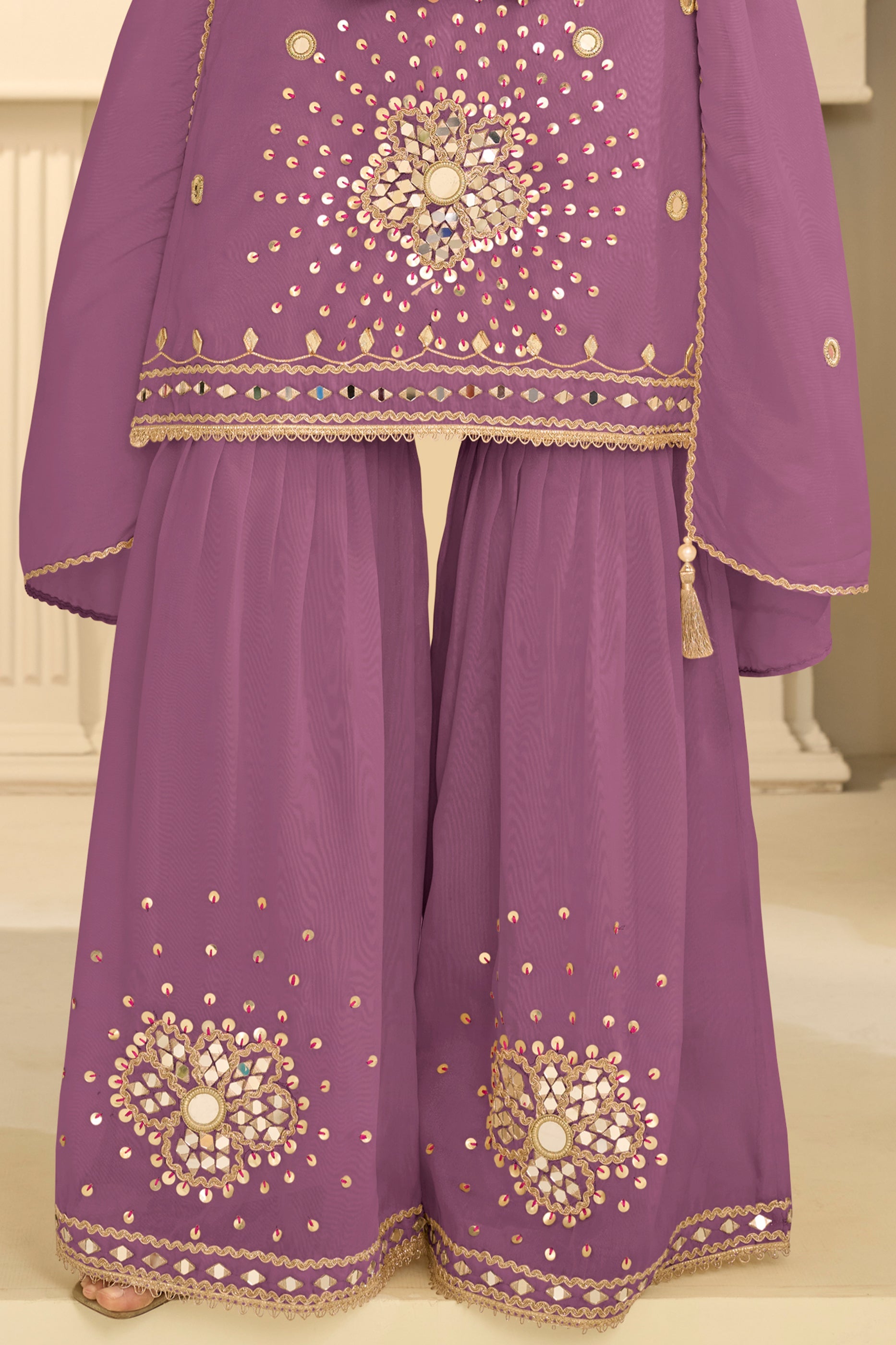 Purple Readymade Mirror Work Silk Sharara Suit-SAR12161_4_SareeButa.com