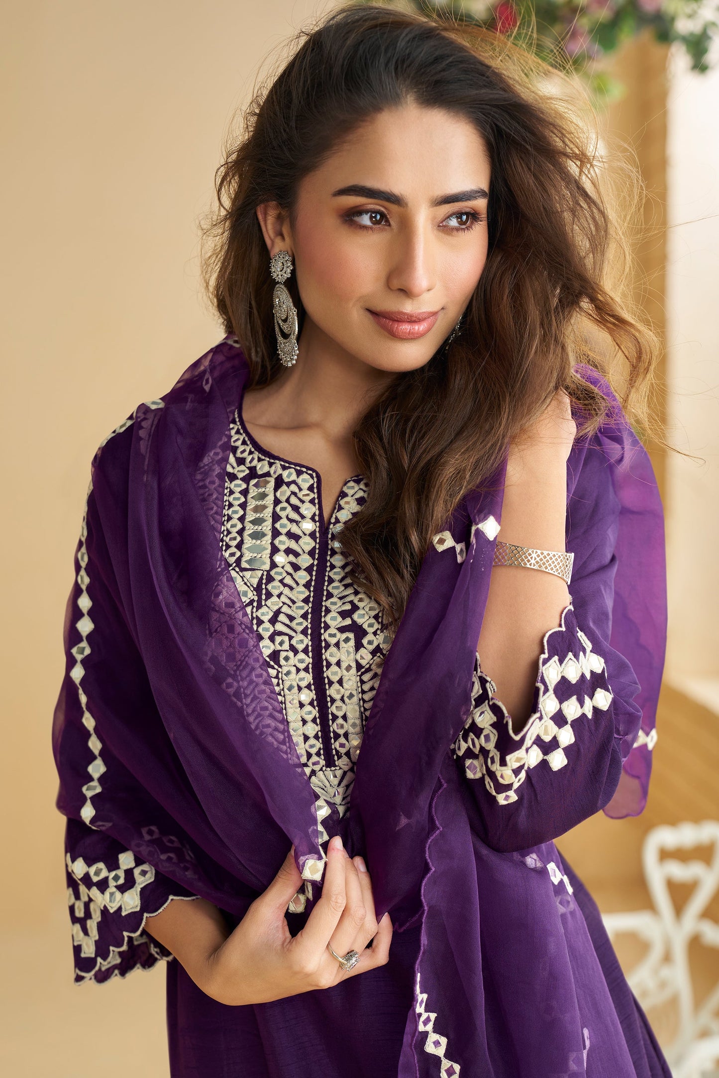 Purple Readymade Mirror Work Silk Suit-SAR10770_2_SareeButa.com