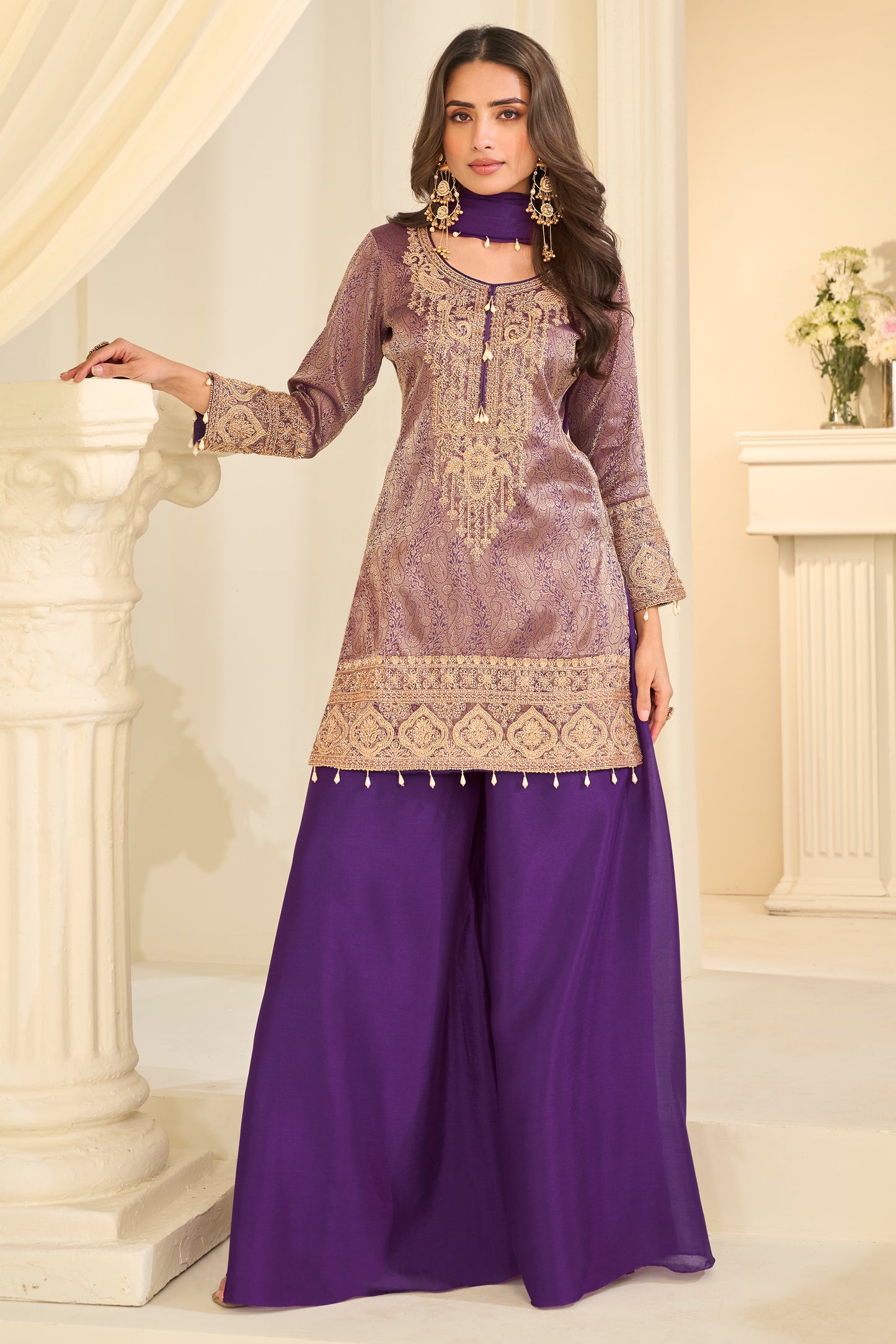 Purple Readymade Viscose Jacquard Silk Suit-SAR12211_1_SareeButa.com