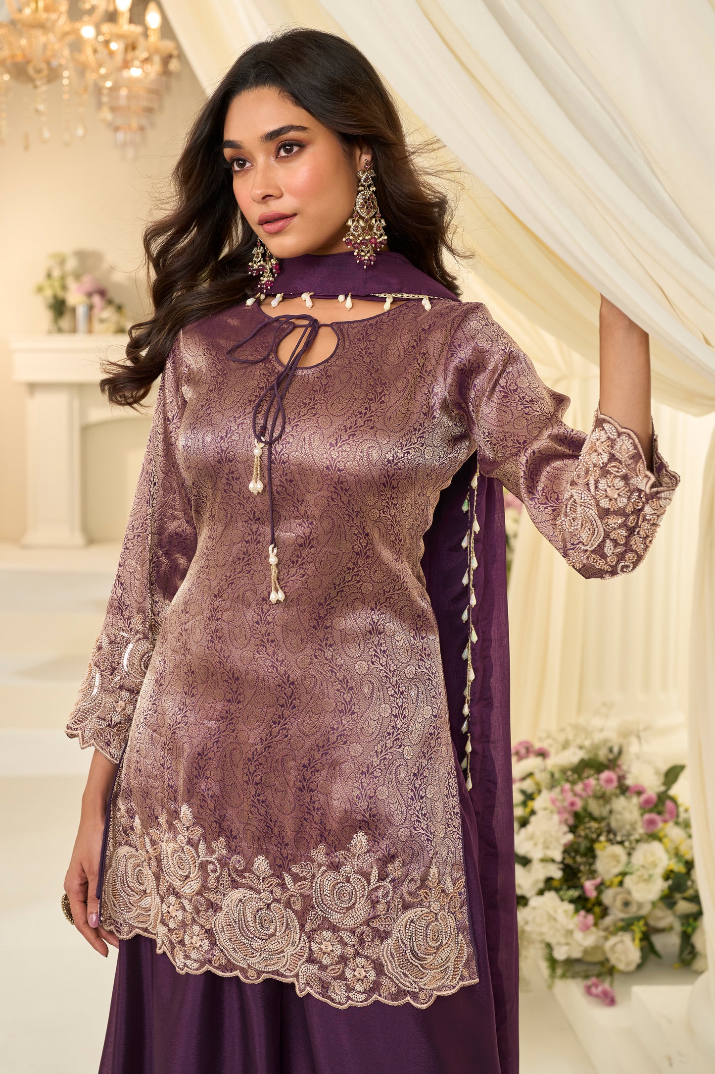 Purple Readymade Viscose Jacquard Silk Suit-SAR12213_2_SareeButa.com