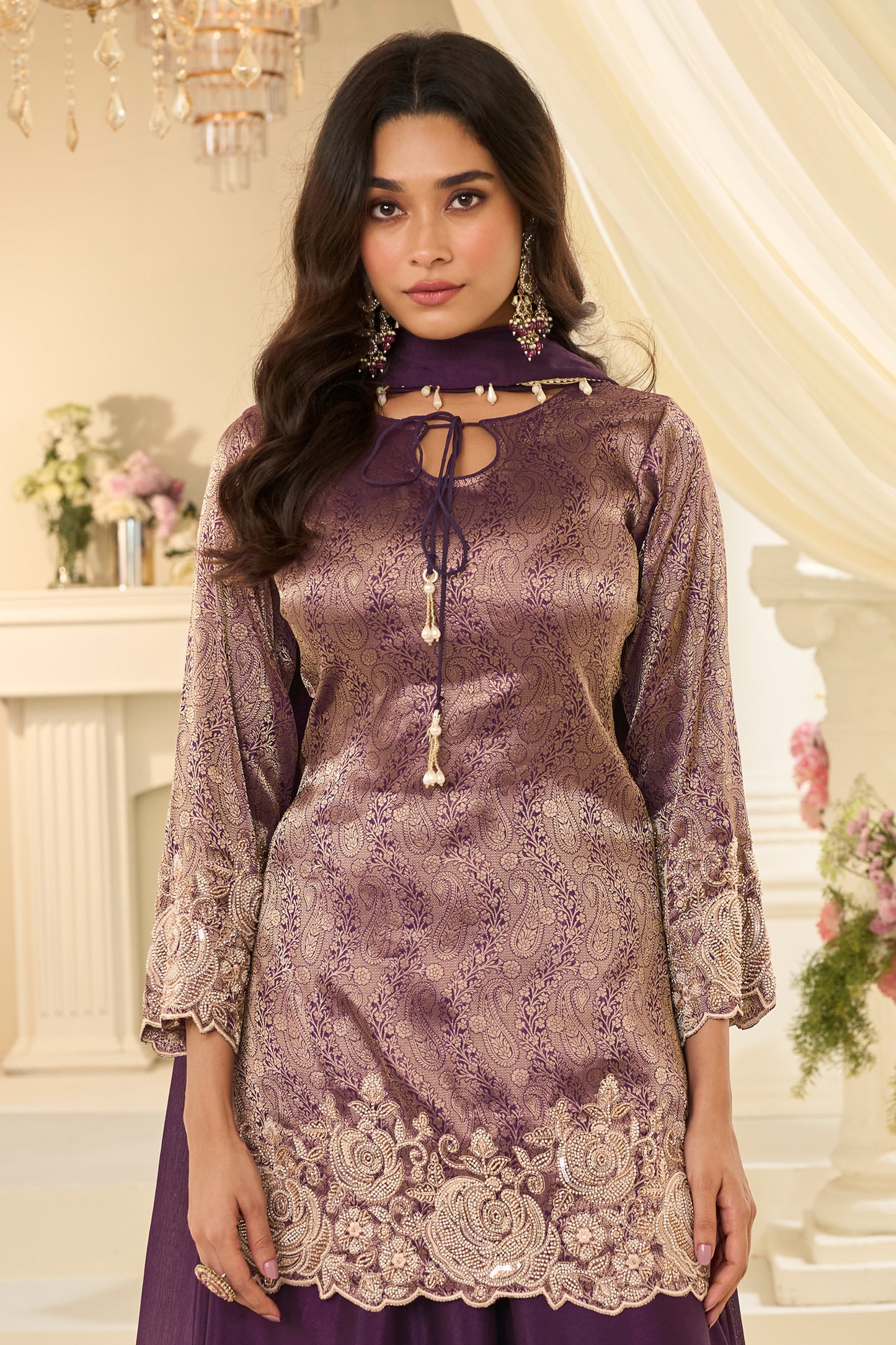 Purple Readymade Viscose Jacquard Silk Suit-SAR12213_3_SareeButa.com