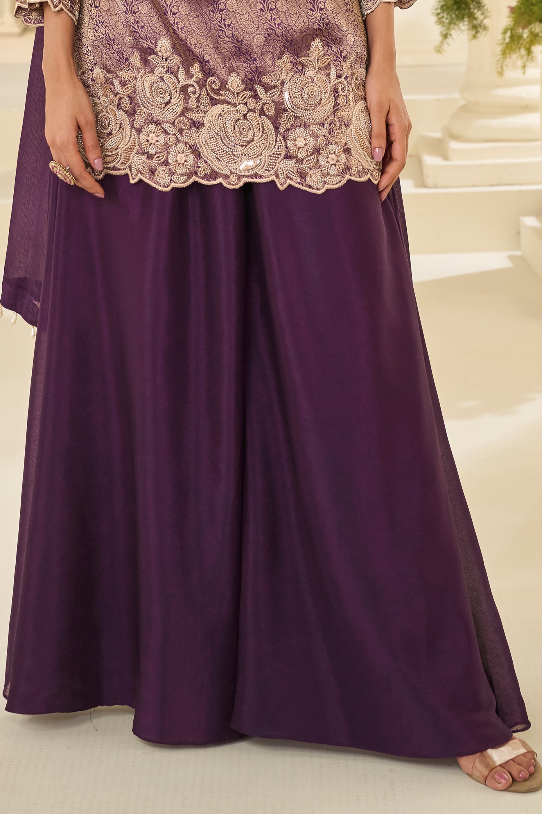 Purple Readymade Viscose Jacquard Silk Suit-SAR12213_4_SareeButa.com