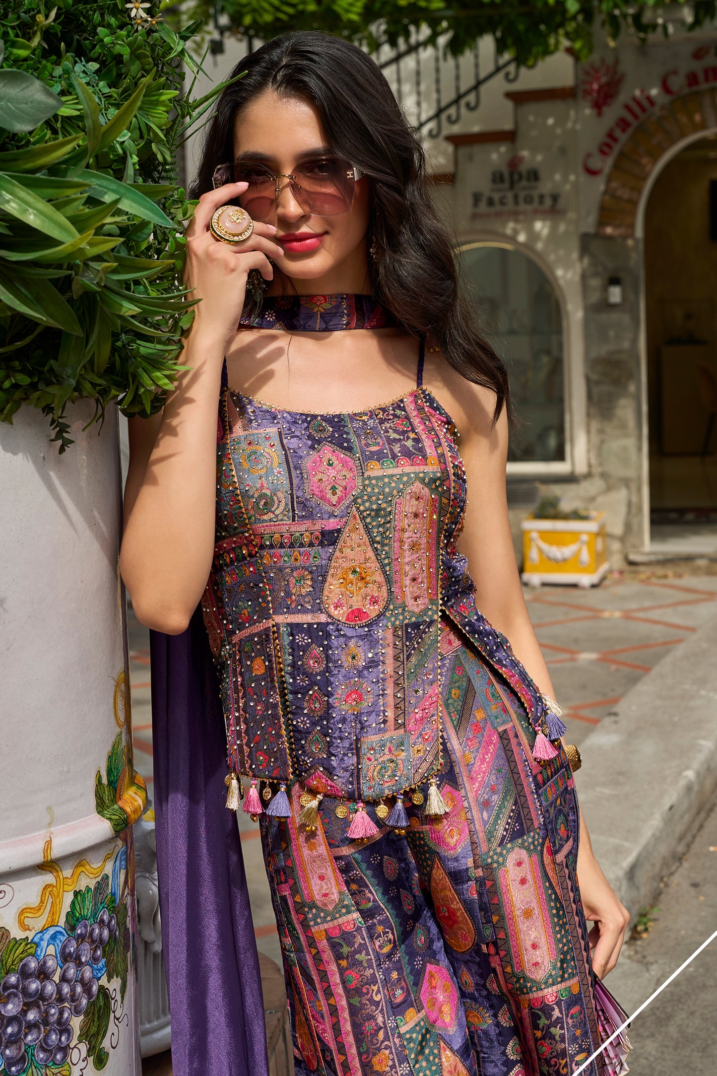 Purple Readymade Viscose Palazzo Set-SAR13045_2_SareeButa.com