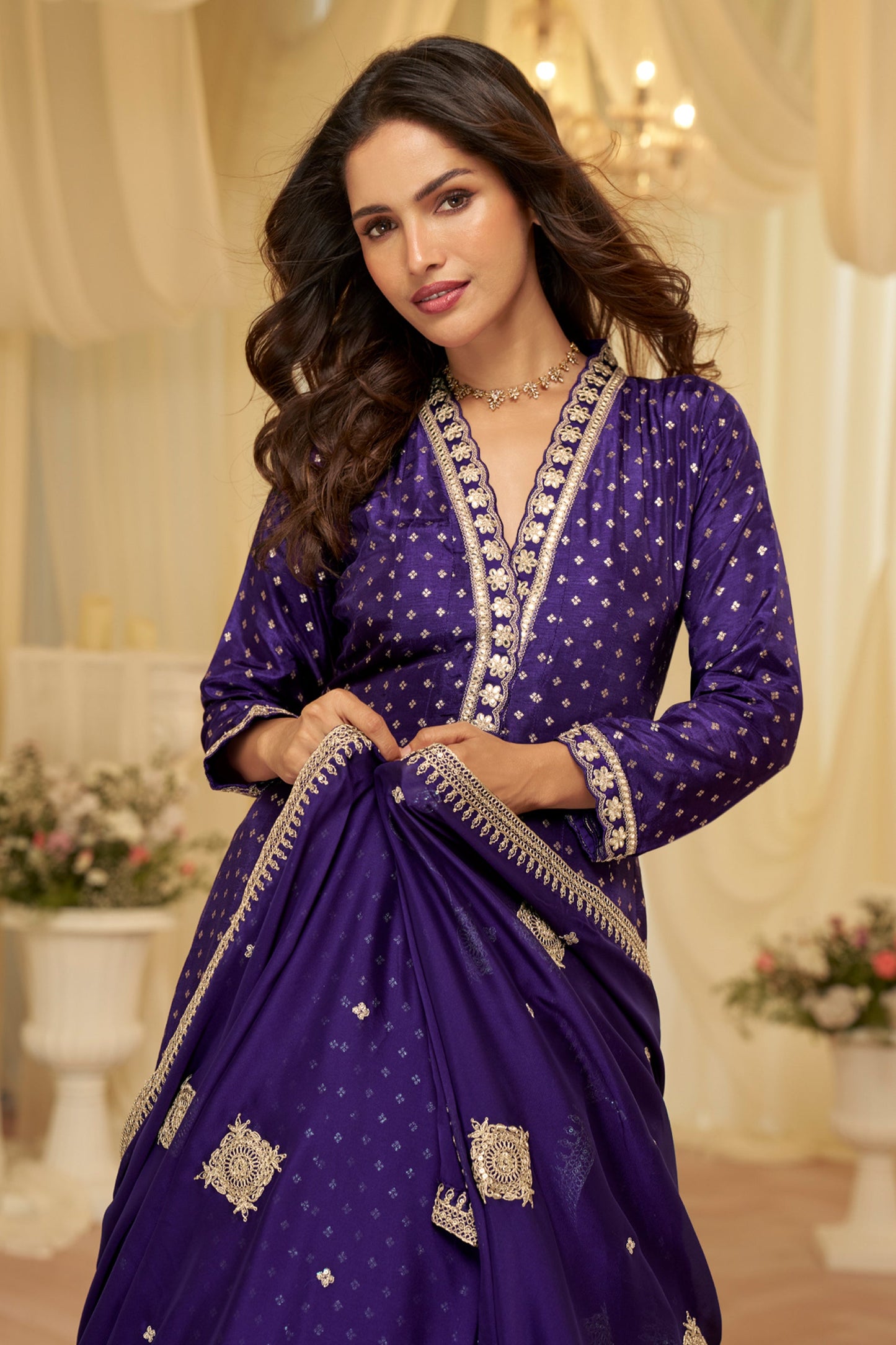 Purple Readymade Viscose Silk Gown With Dupatta-SAR11691_2_SareeButa.com