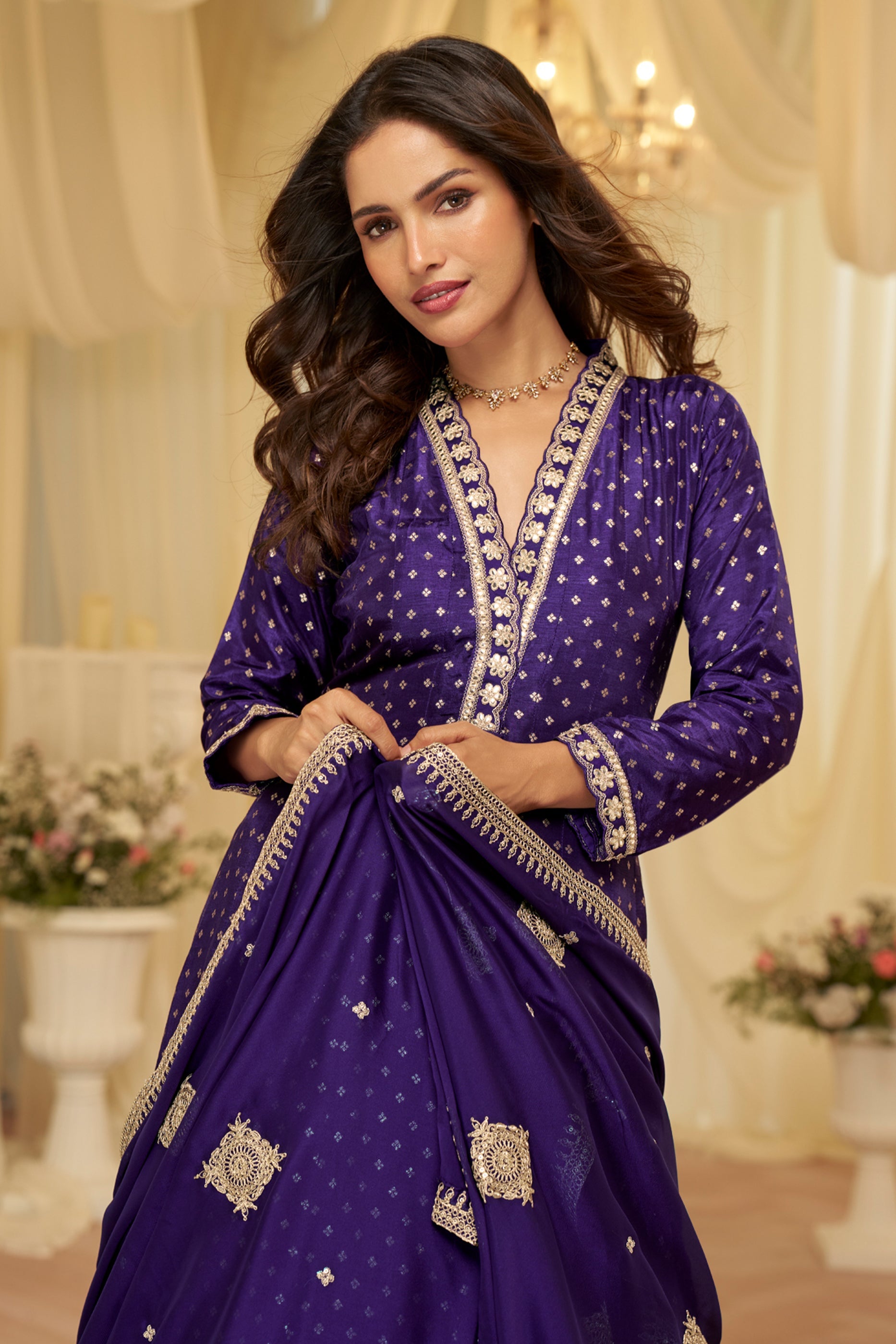 Purple Readymade Viscose Silk Gown With Dupatta-SAR11691_2_SareeButa.com