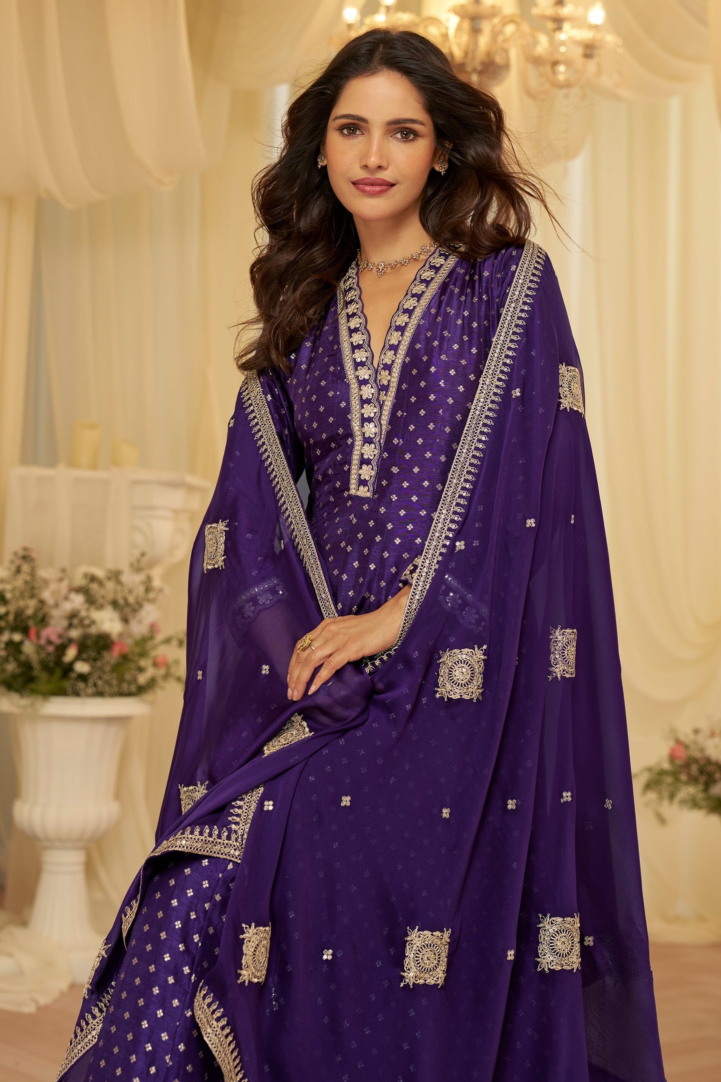 Purple Readymade Viscose Silk Gown With Dupatta-SAR11691_3_SareeButa.com