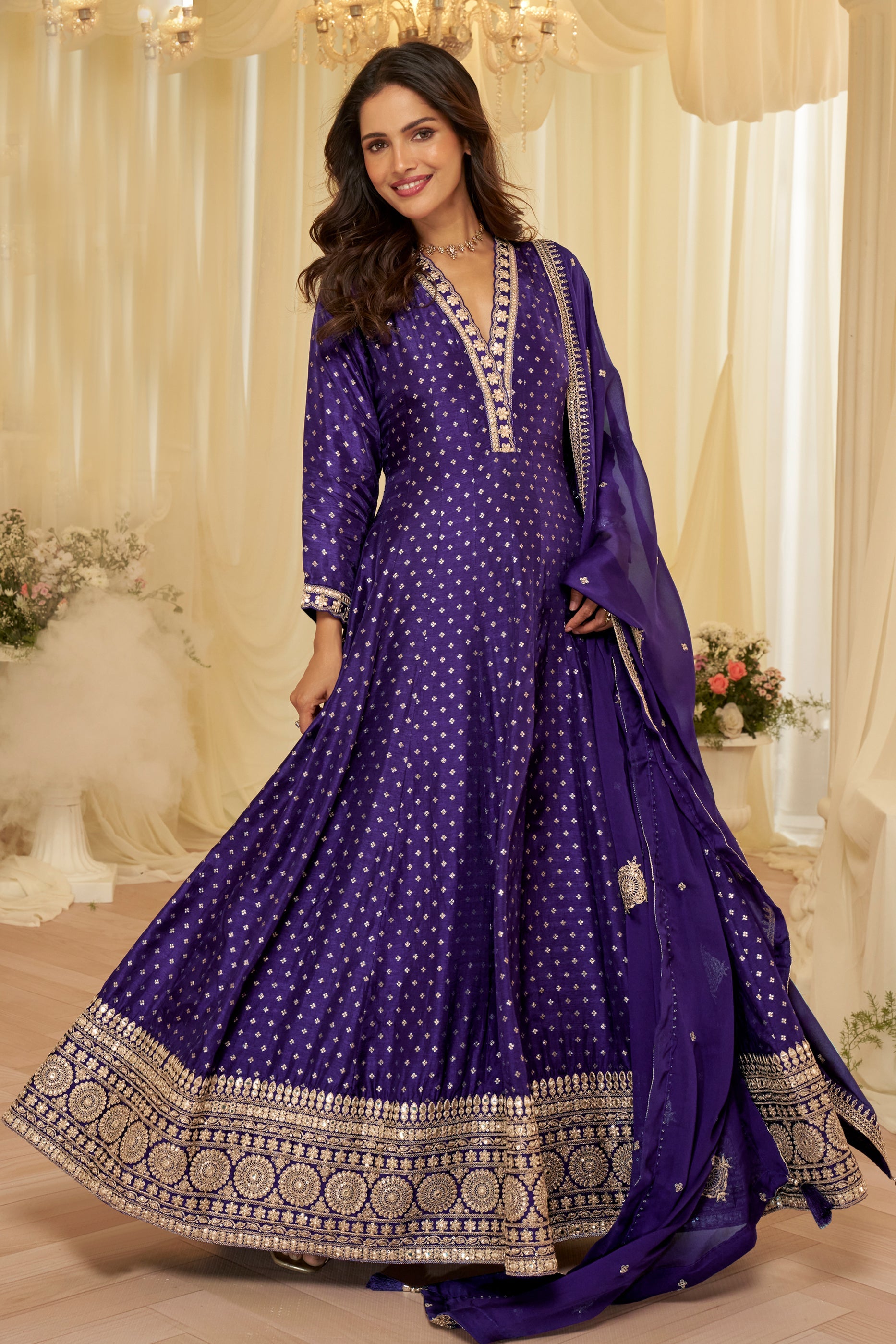 Purple Readymade Viscose Silk Gown With Dupatta-SAR11691_5_SareeButa.com