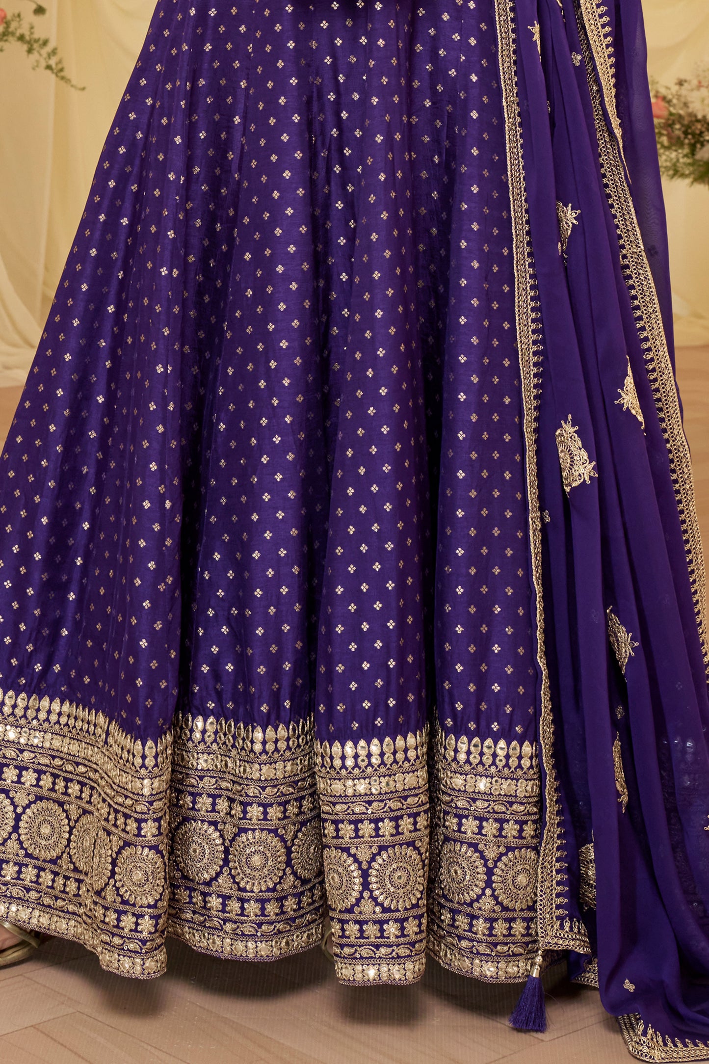 Purple Readymade Viscose Silk Gown With Dupatta