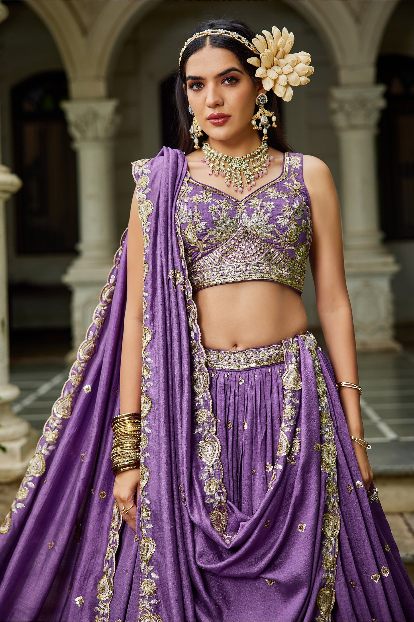 Purple Readymade Embroidered Georgette Lehenga-SAR10075_2_SareeButa.com
