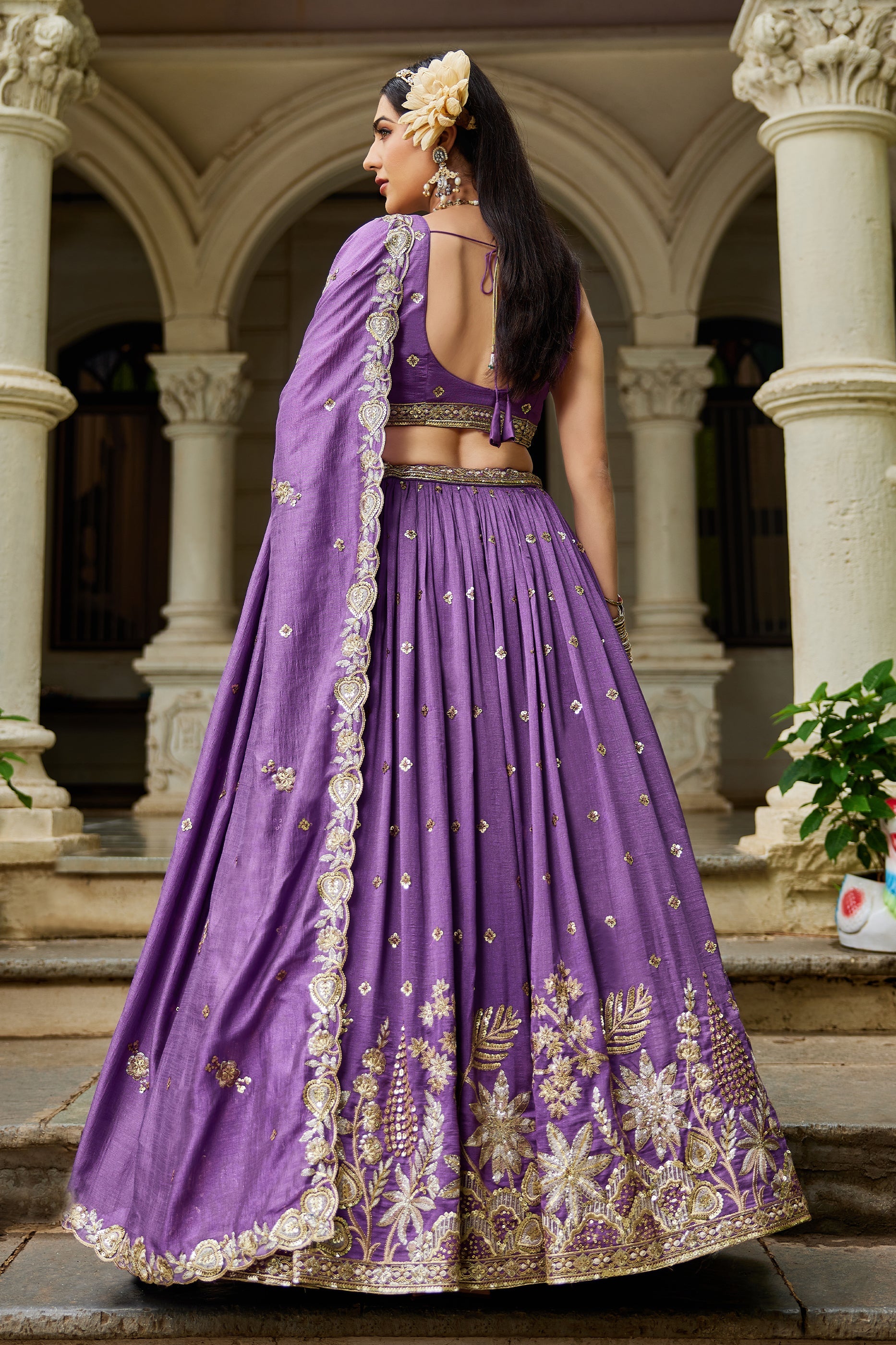 Purple Readymade Embroidered Georgette Lehenga-SAR10075_3_SareeButa.com