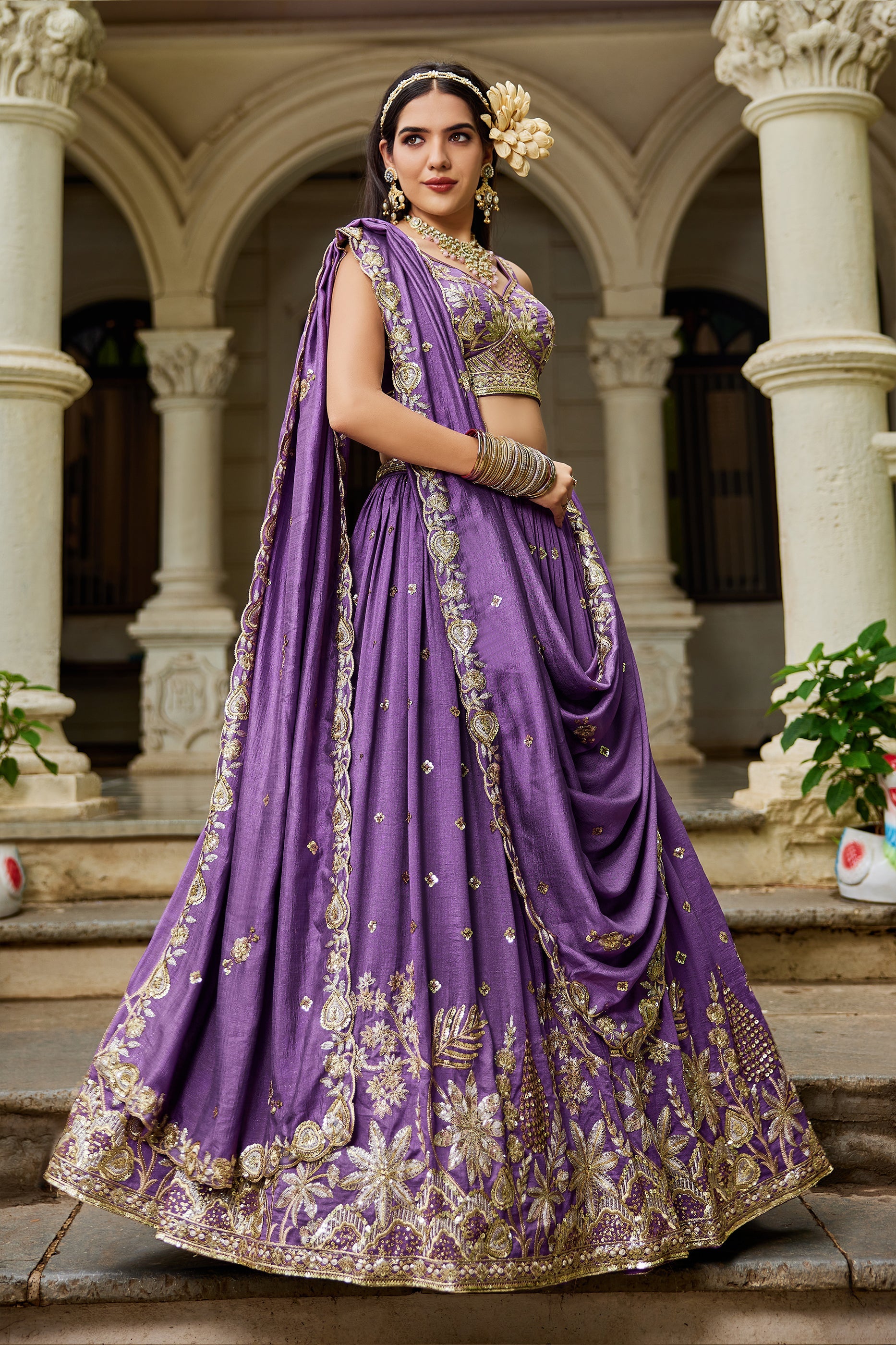 Purple Readymade Embroidered Georgette Lehenga-SAR10075_4_SareeButa.com