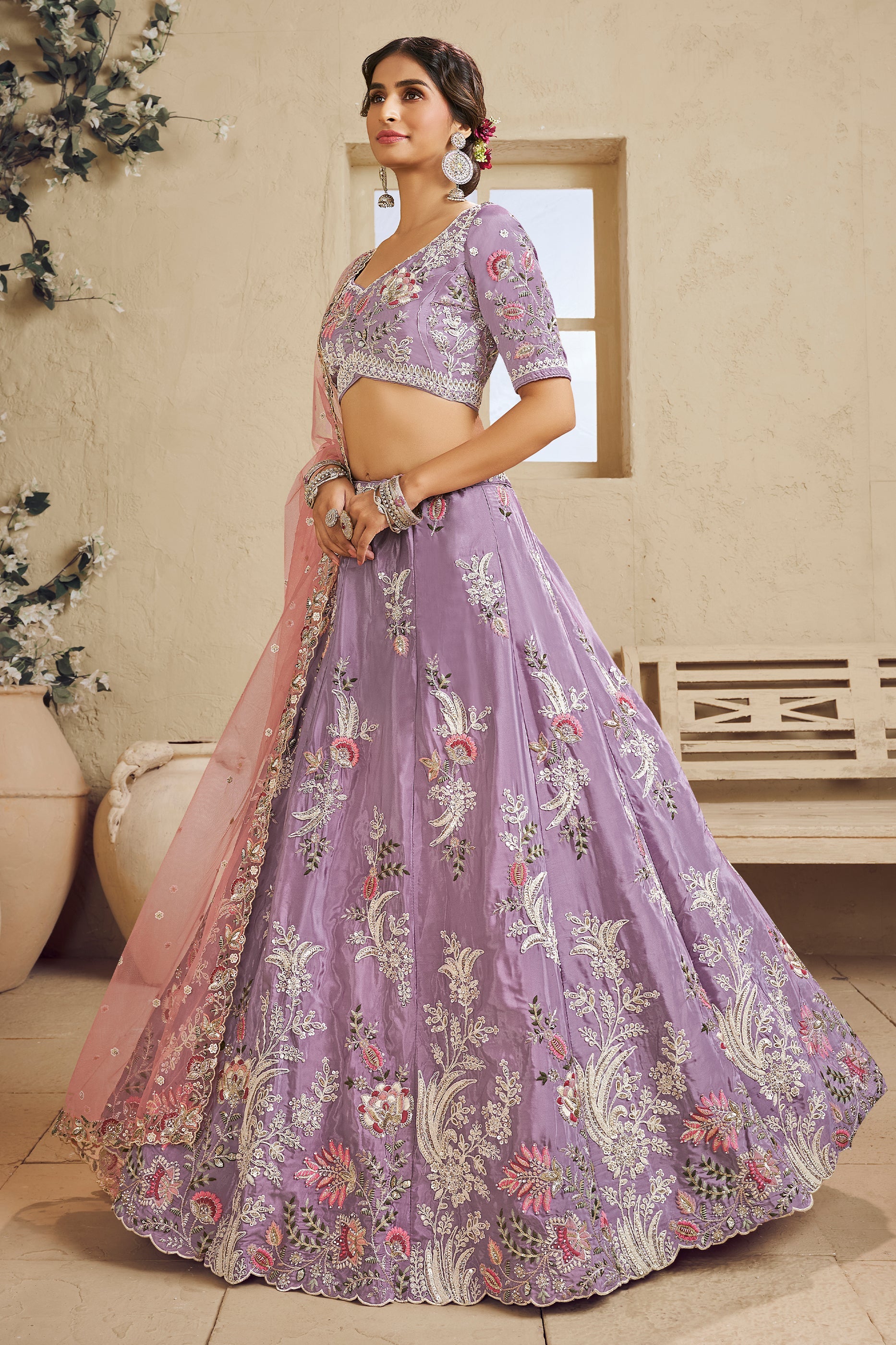 Purple Readymade Embroidered Satin Silk Lehenga-SAR10045_5_SareeButa.com