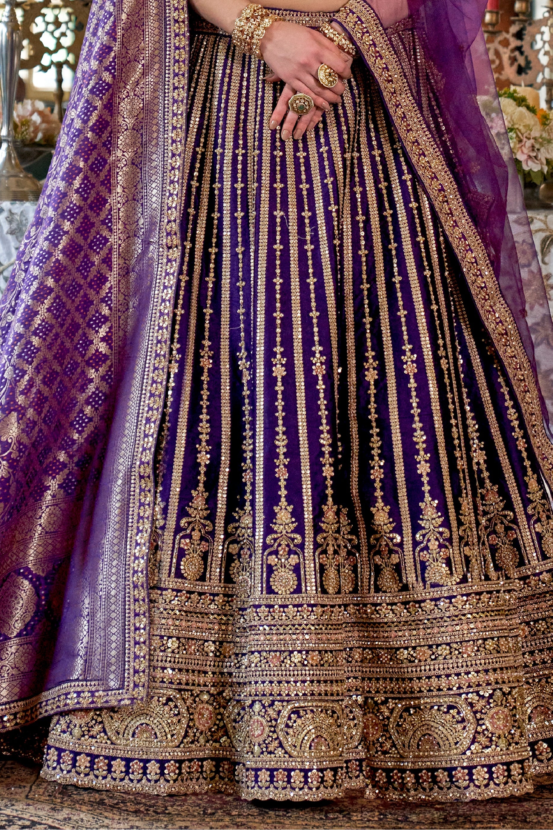 Purple Semi-Stitched Embroidered Silk Lehenga-SAR10315_4_SareeButa.com