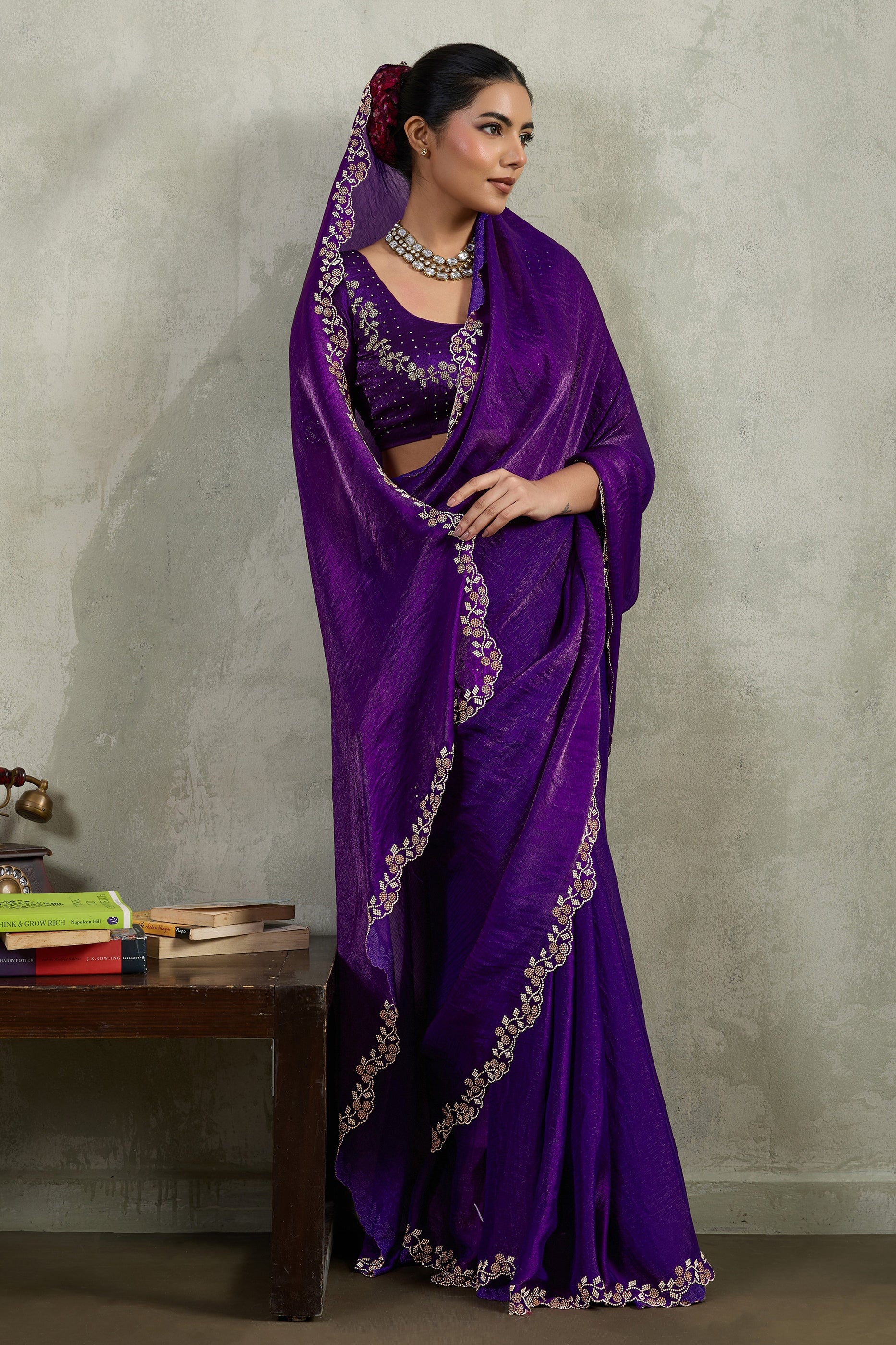 Purple Stone Work Chiffon Saree-SAR10416_1_SareeButa.com