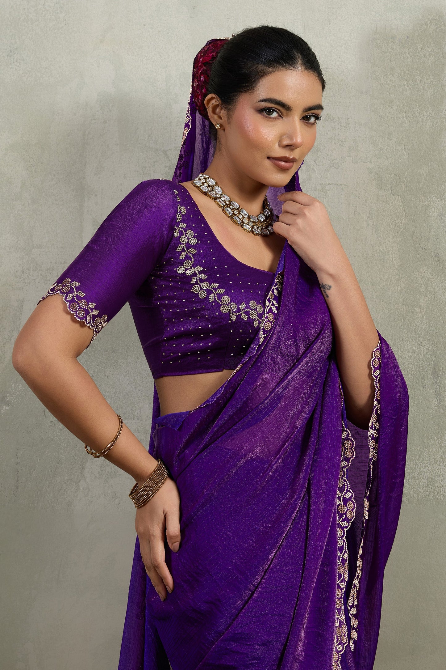 Purple Stone Work Chiffon Saree-SAR10416_2_SareeButa.com