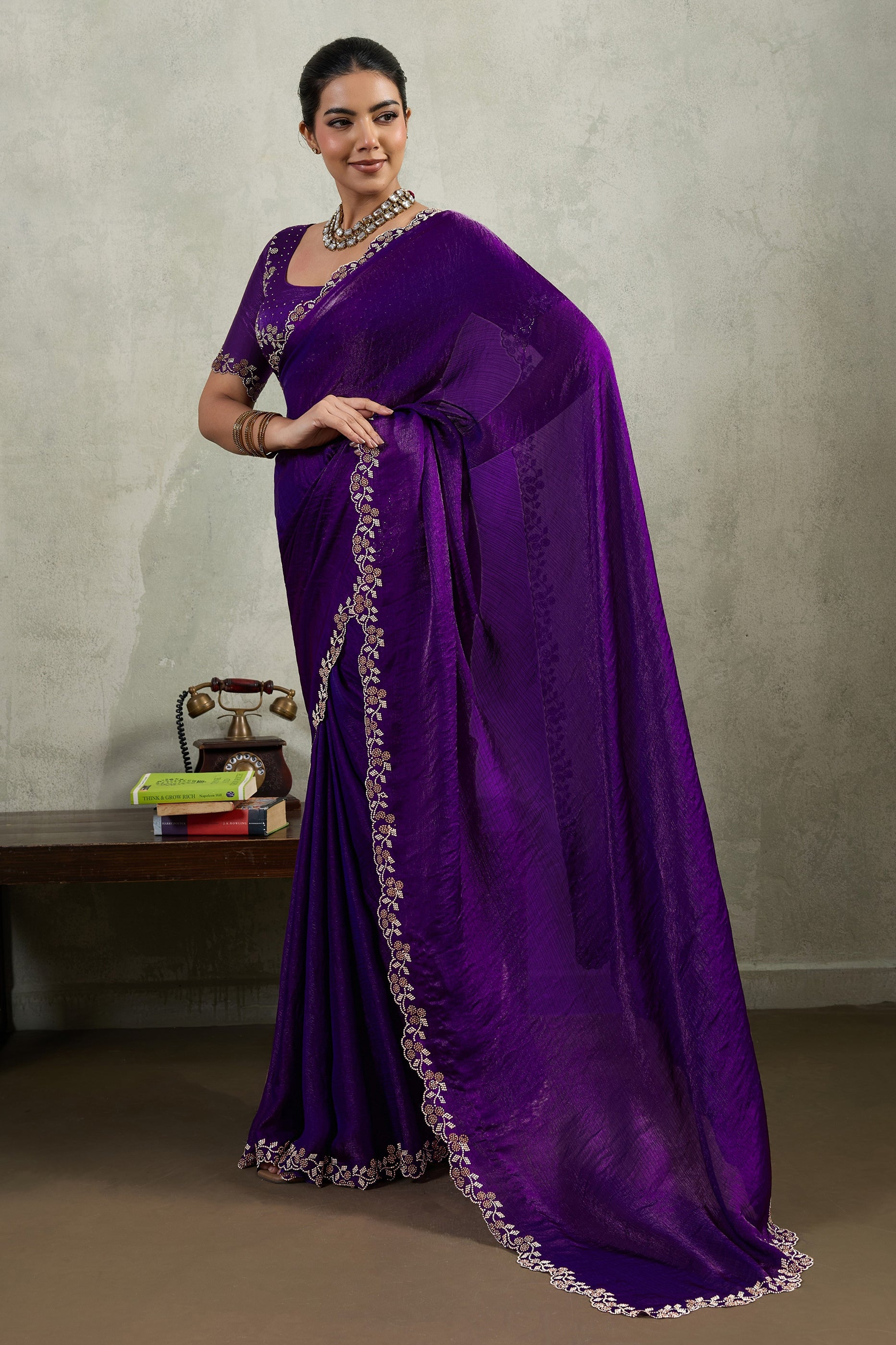 Purple Stone Work Chiffon Saree-SAR10416_4_SareeButa.com