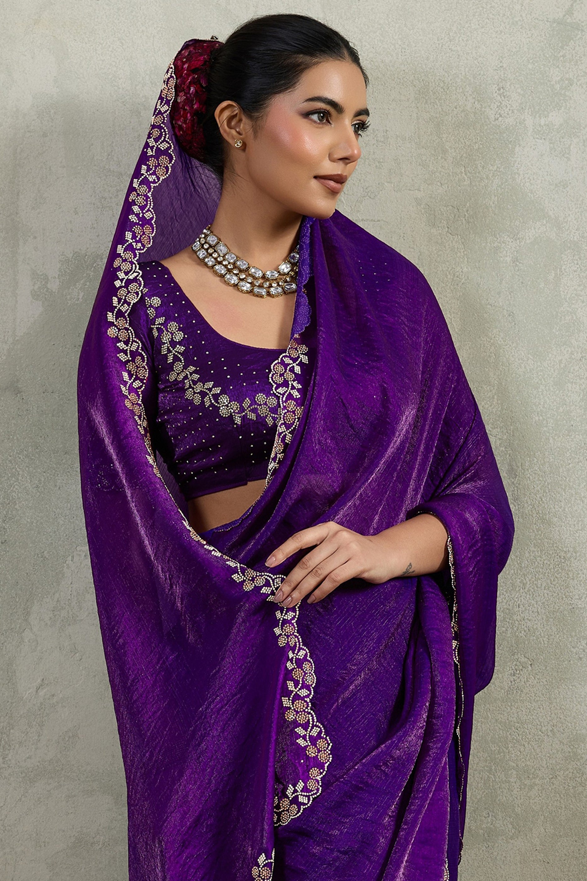 Purple Stone Work Chiffon Saree-SAR10416_5_SareeButa.com