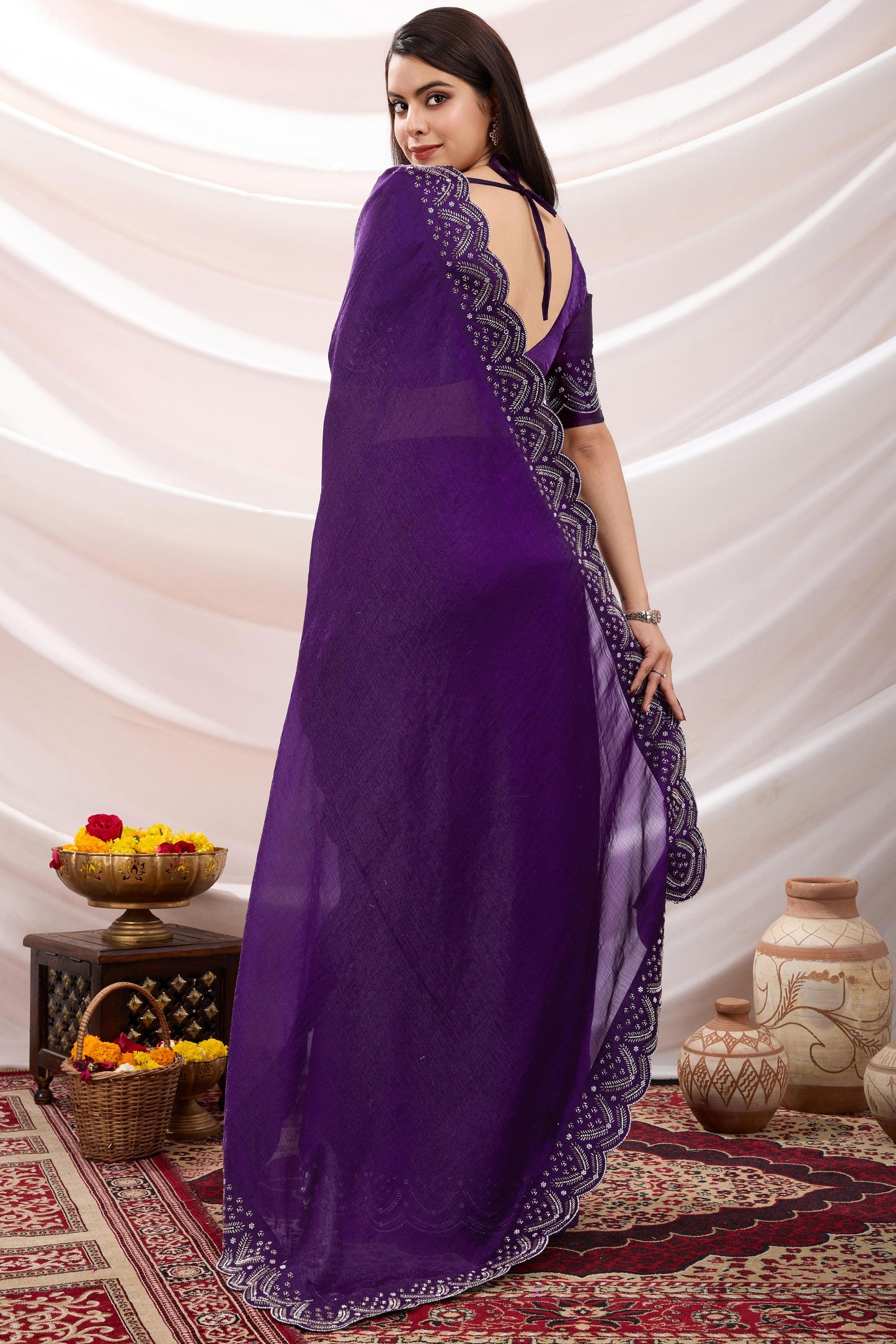 Purple Stone Work Chiffon Saree-ZB134202_3_SareeButa.com
