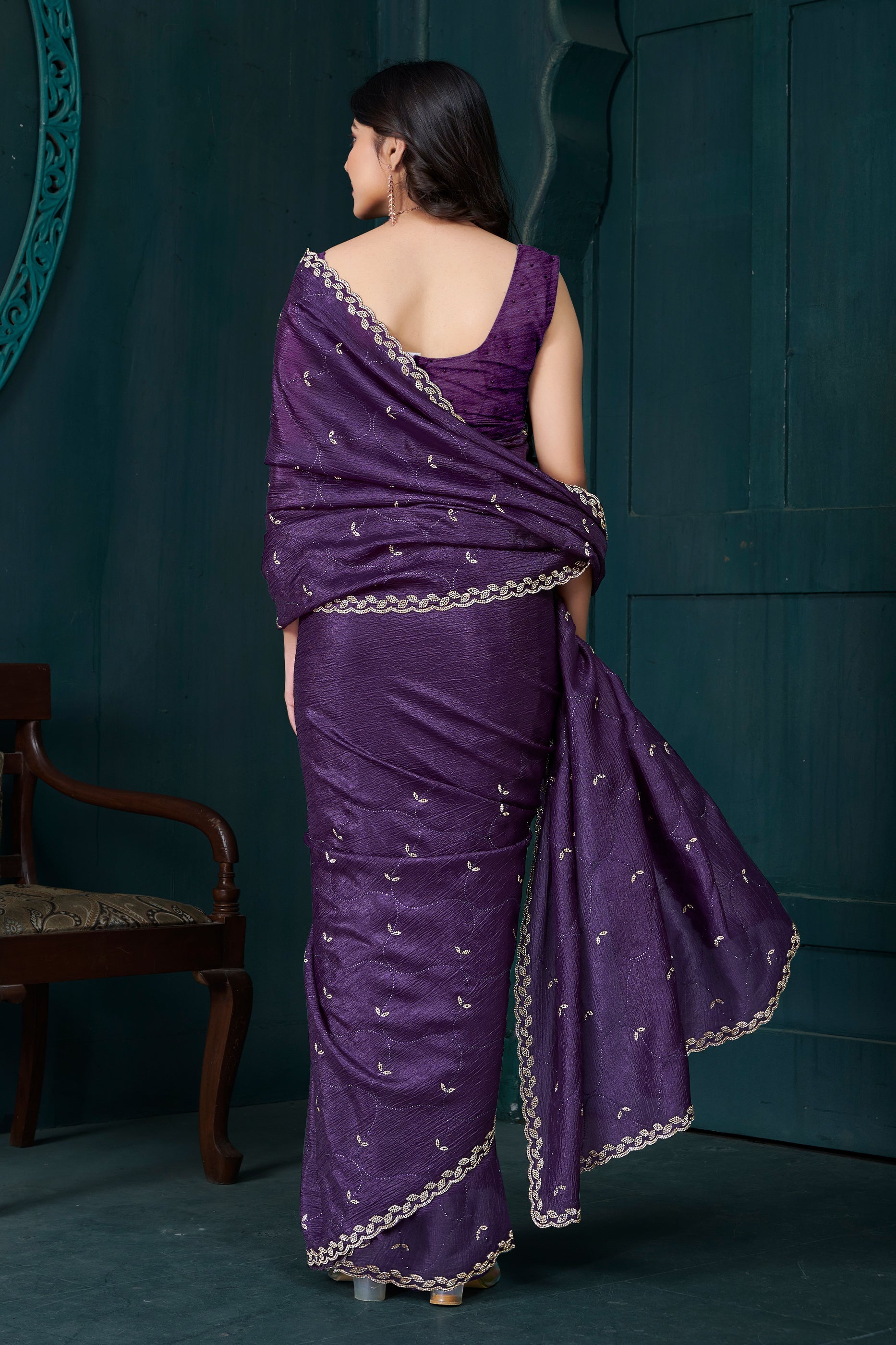 Purple Stone Work Crepe Saree-SAR10749_4_SareeButa.com