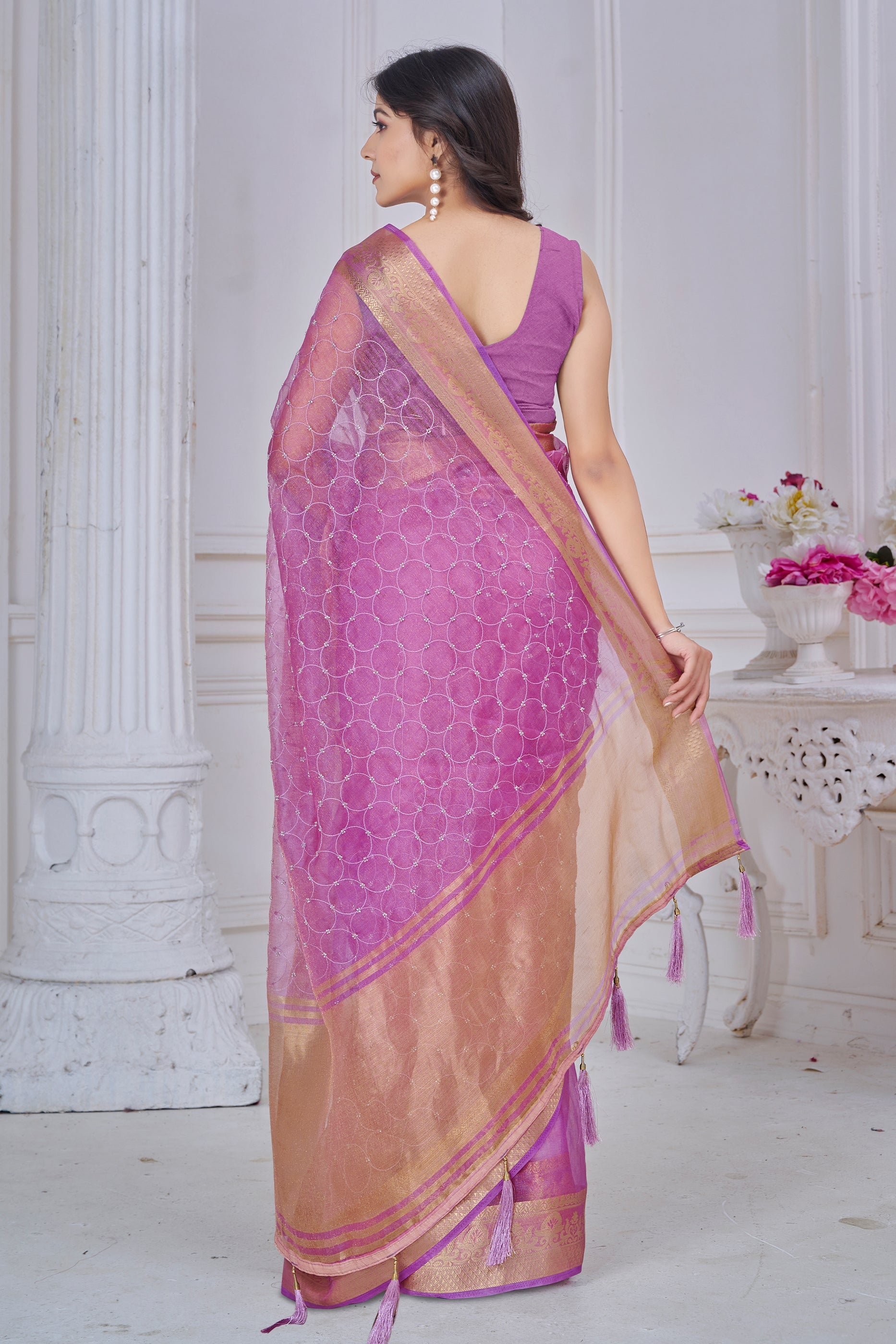 Purple Stone Work Jacquard Saree-SAR10744_4_SareeButa.com