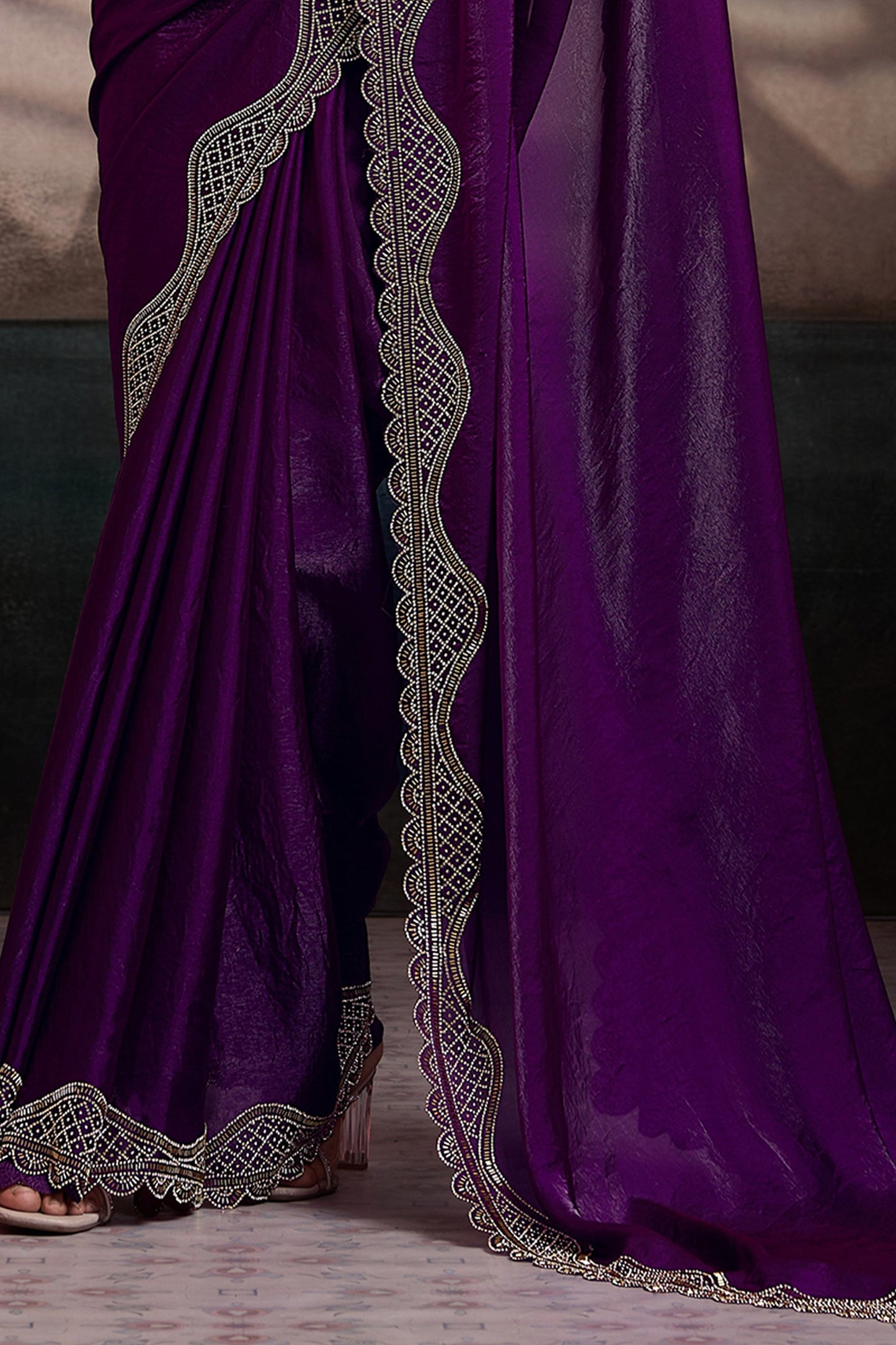 Purple Stone Work Metallic Satin Saree-SAR12538_5_SareeButa.com