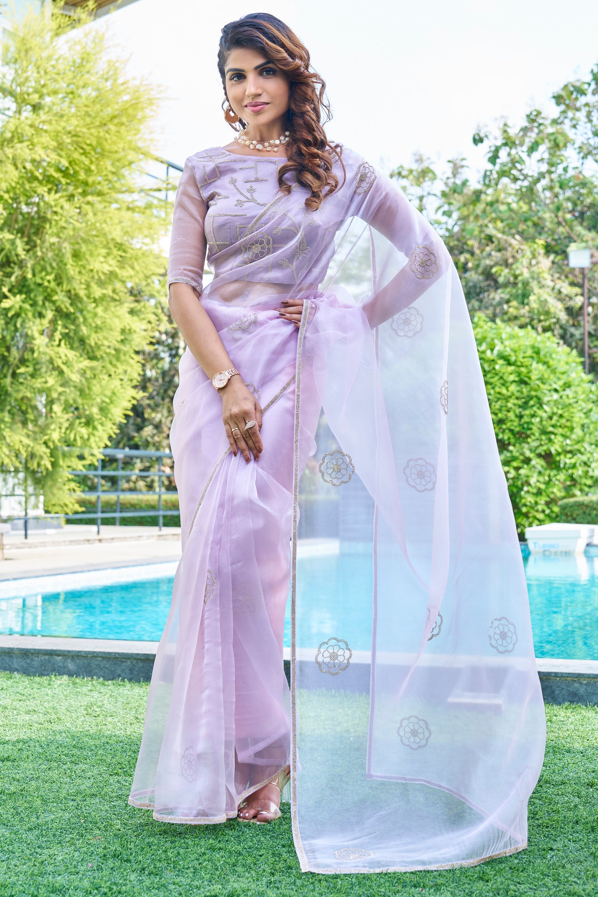 Purple Stone Work Organza Saree-ZB134209_1_SareeButa.com