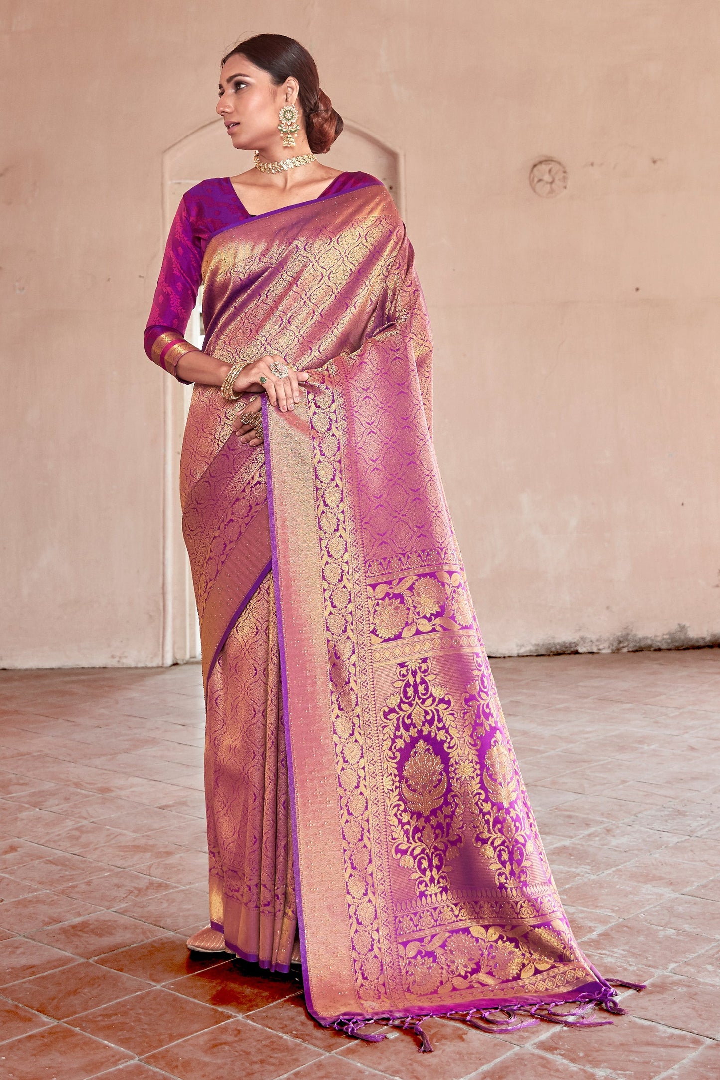 Purple Stone Work Silk Saree-SAR11462_1_SareeButa.com