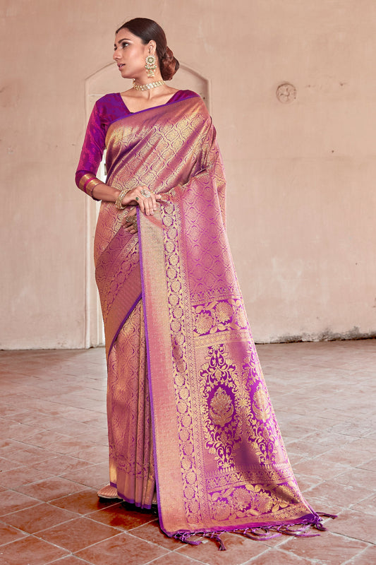 Purple Stone Work Silk Saree-SAR11462_1_SareeButa.com