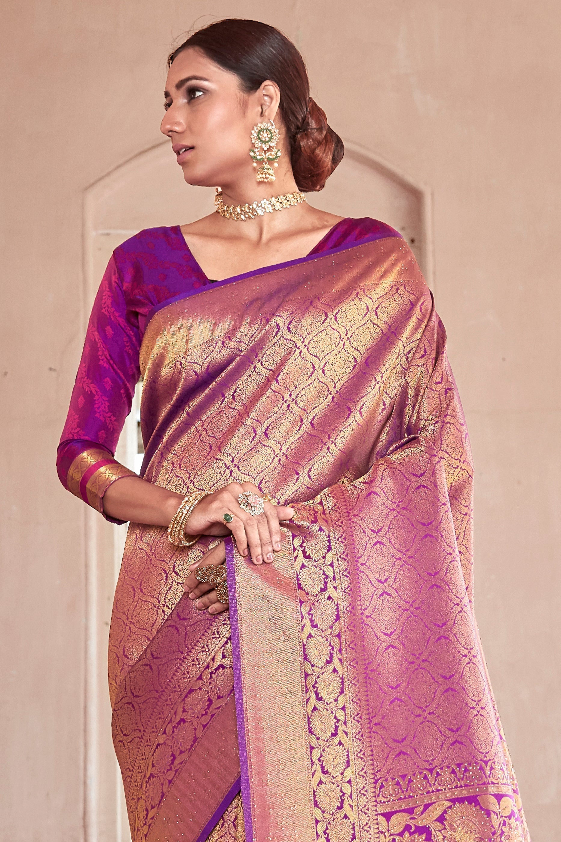 Purple Stone Work Silk Saree-SAR11462_3_SareeButa.com