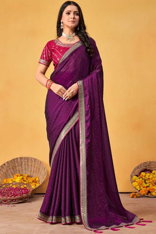 Purple Stone Work Silk Saree-ZB133999_1_SareeButa.com