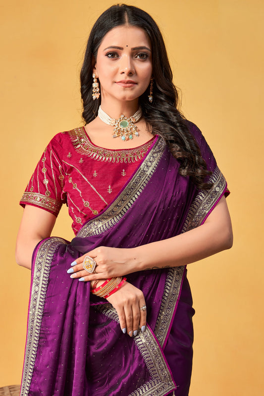 Purple Stone Work Silk Saree-ZB133999_2_SareeButa.com