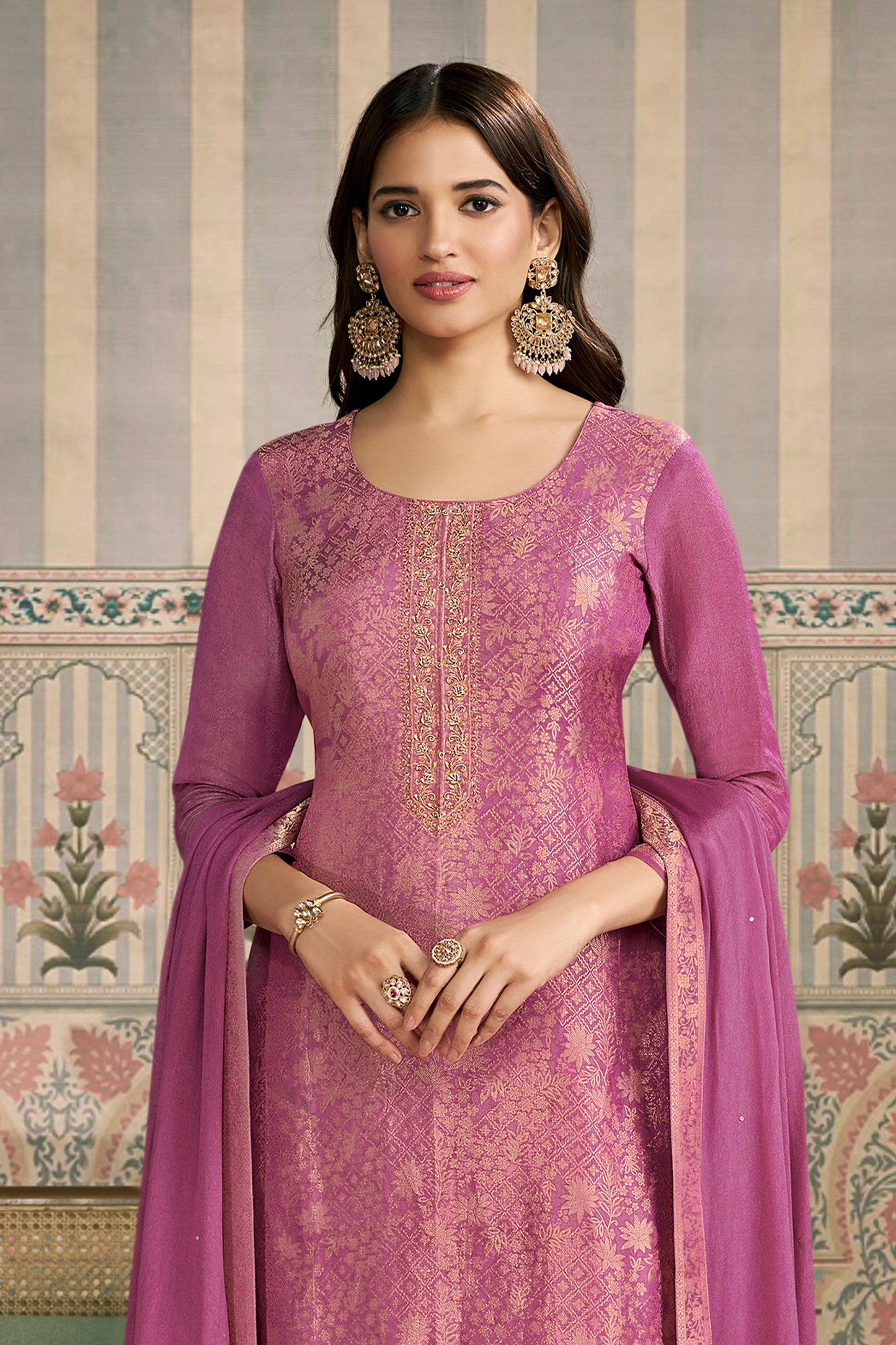 Purple Viscose Jacquard Suit-SAR11505_3_SareeButa.com
