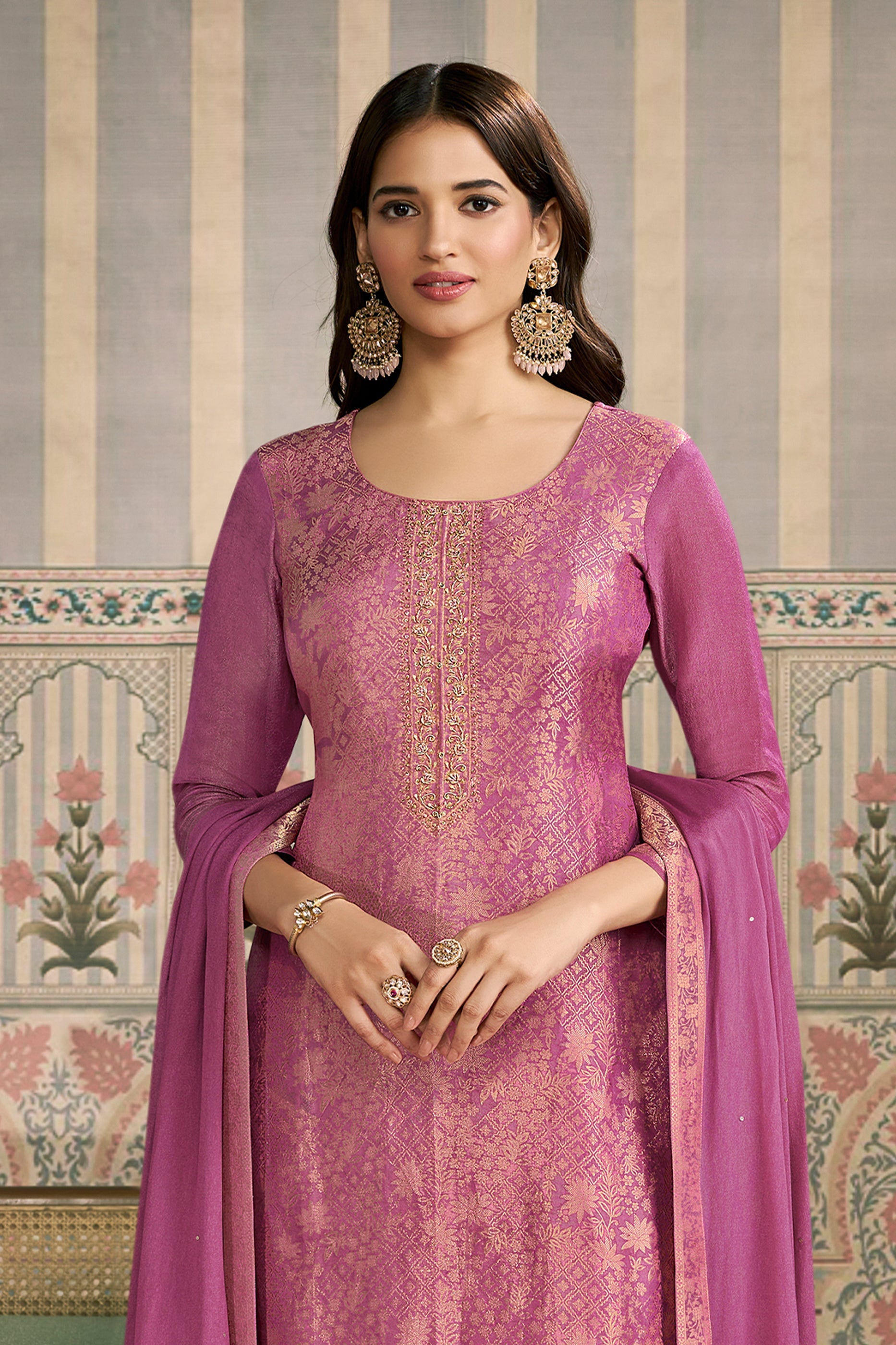 Purple Viscose Jacquard Suit-SAR11505_3_SareeButa.com