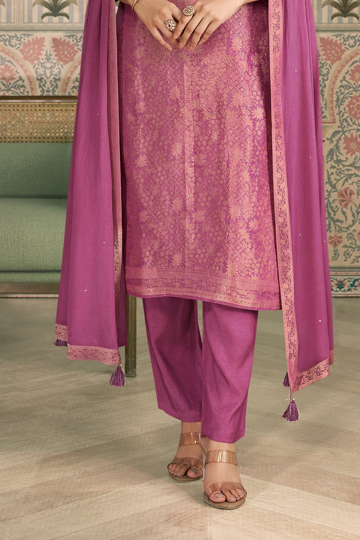 Purple Viscose Jacquard Suit-SAR11505_4_SareeButa.com