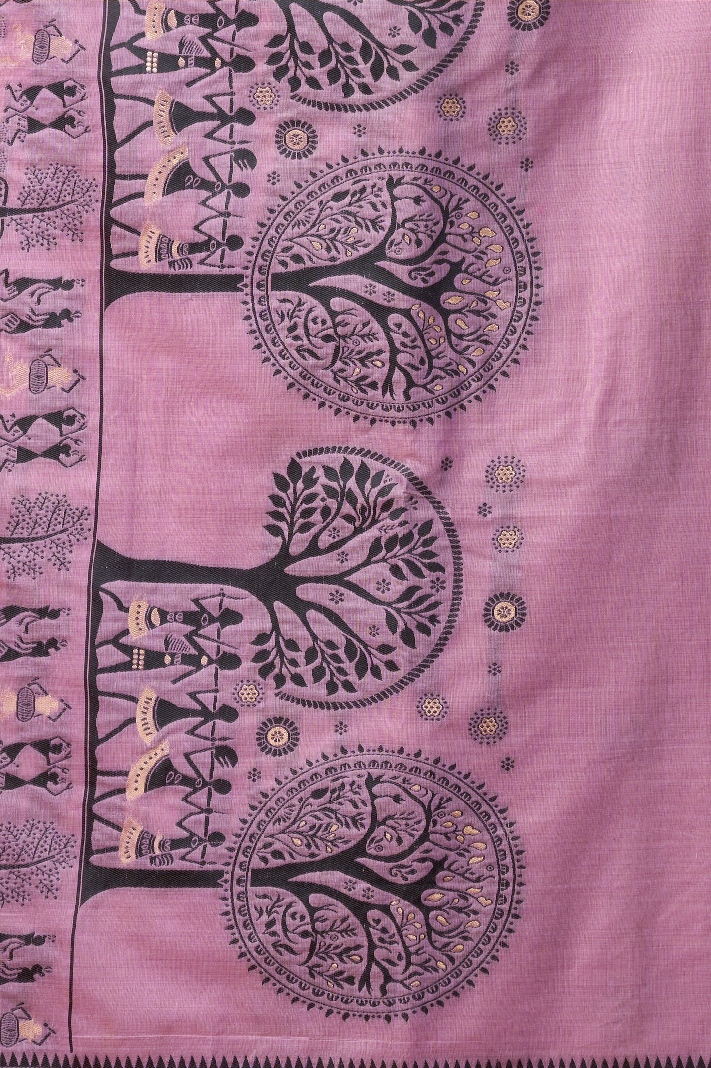 Purple Warli Print Modal Cotton Saree-SAR12689_3_SareeButa.com