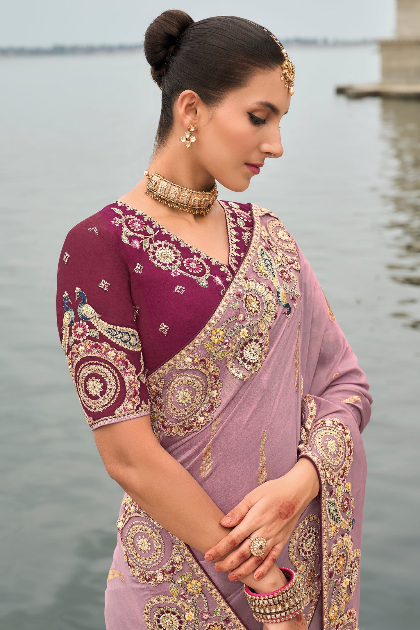 Purple Woven Banarasi Saree-ZB133313_2_SareeButa.com