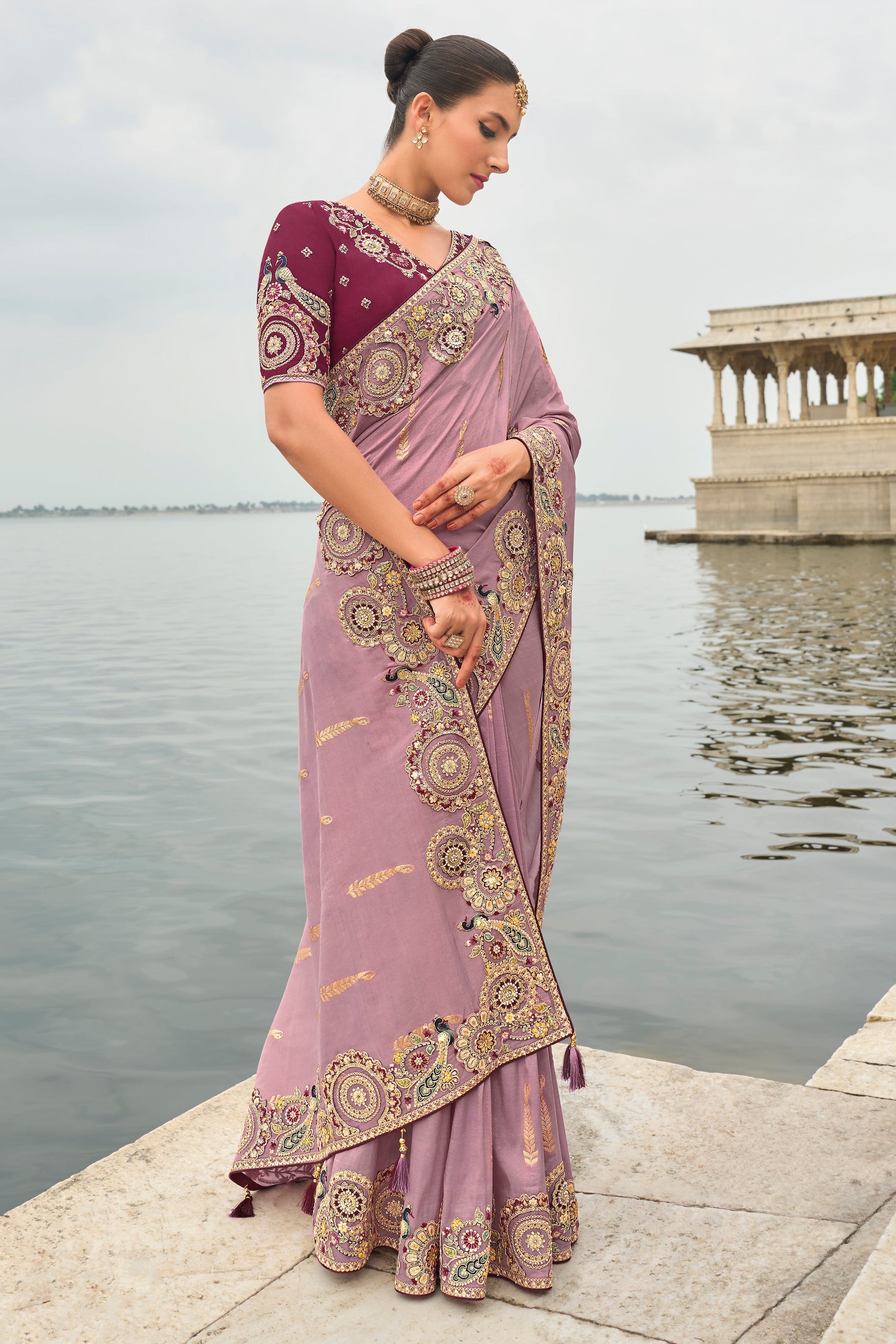 Purple Woven Banarasi Saree-ZB133313_4_SareeButa.com