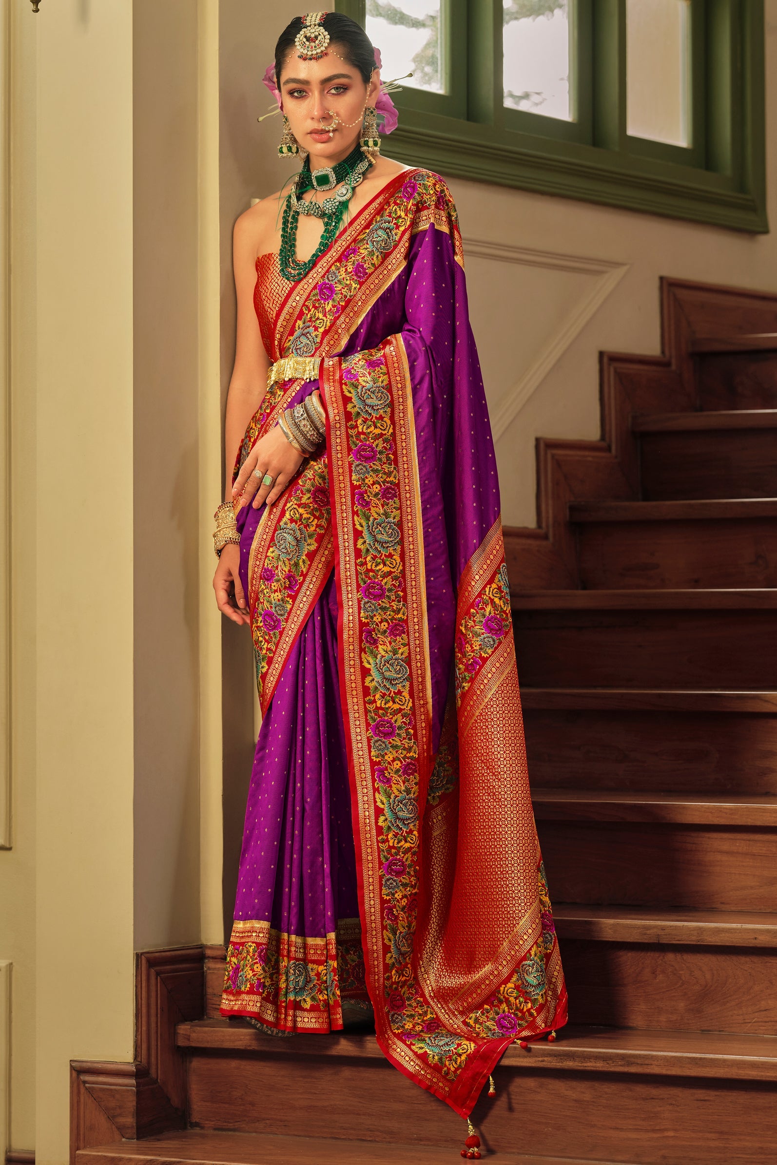 Purple Woven Banarasi Saree-ZB133626_1_SareeButa.com