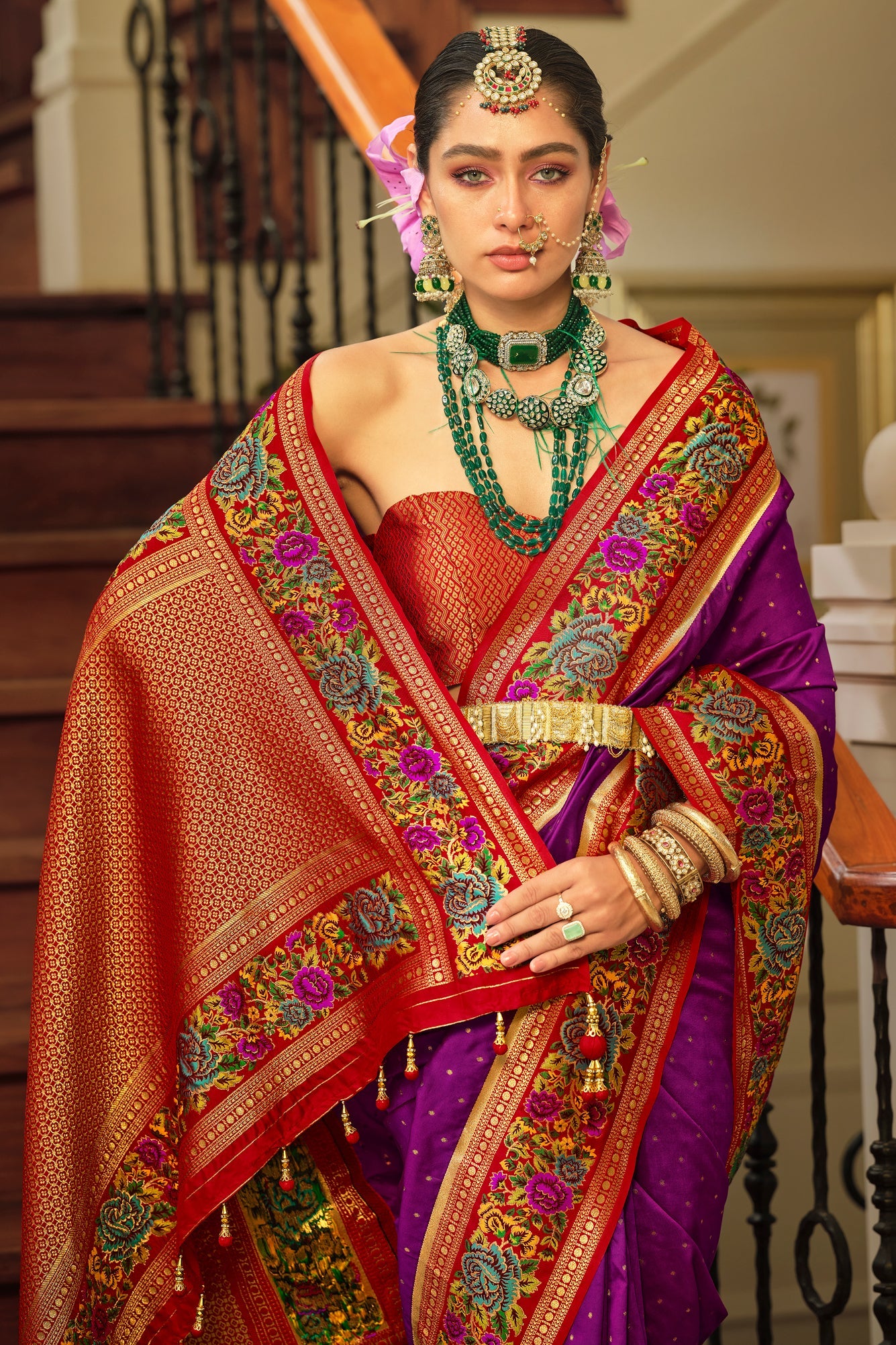 Purple Woven Banarasi Saree-ZB133626_2_SareeButa.com