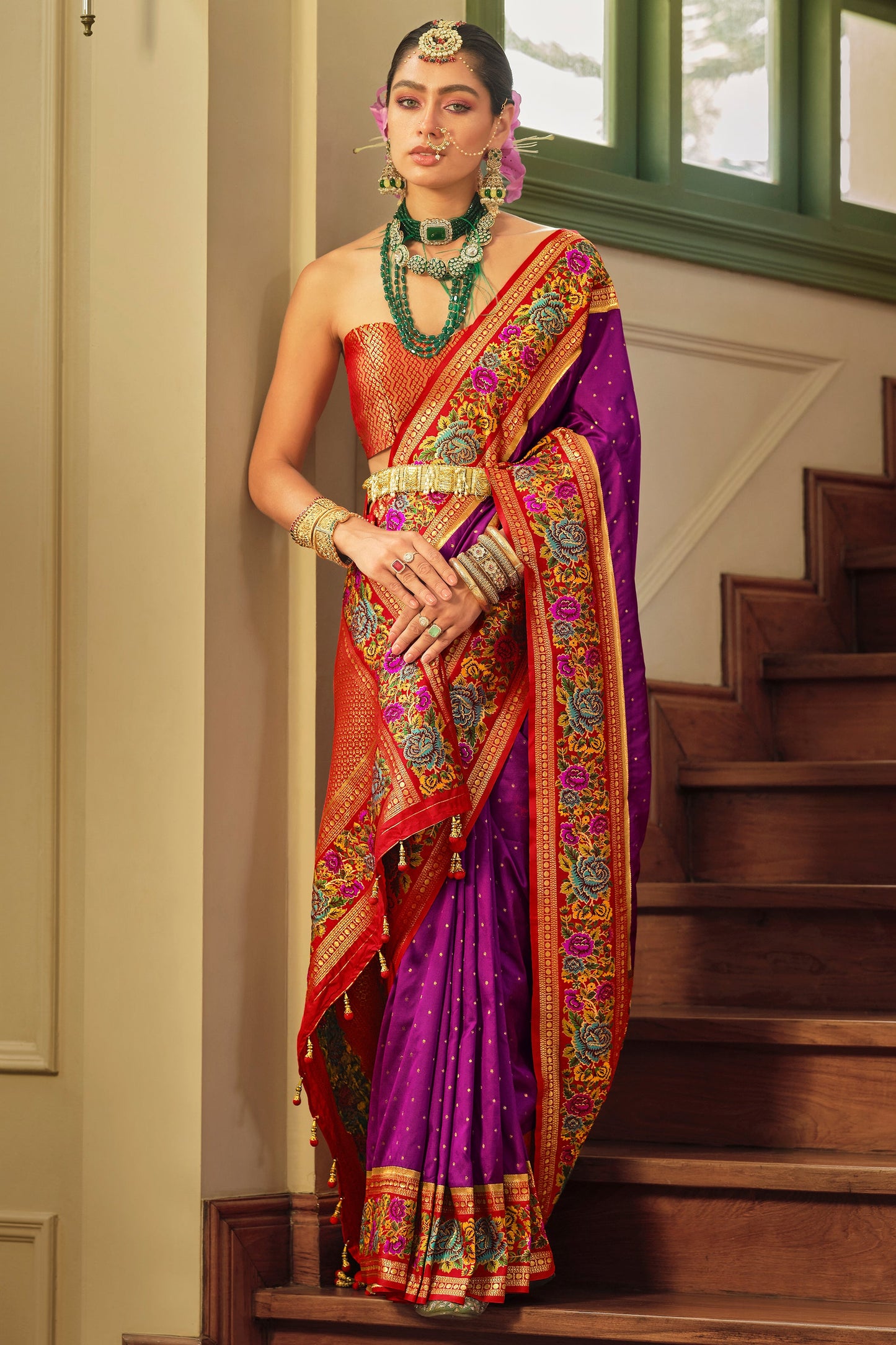 Purple Woven Banarasi Saree-ZB133626_3_SareeButa.com