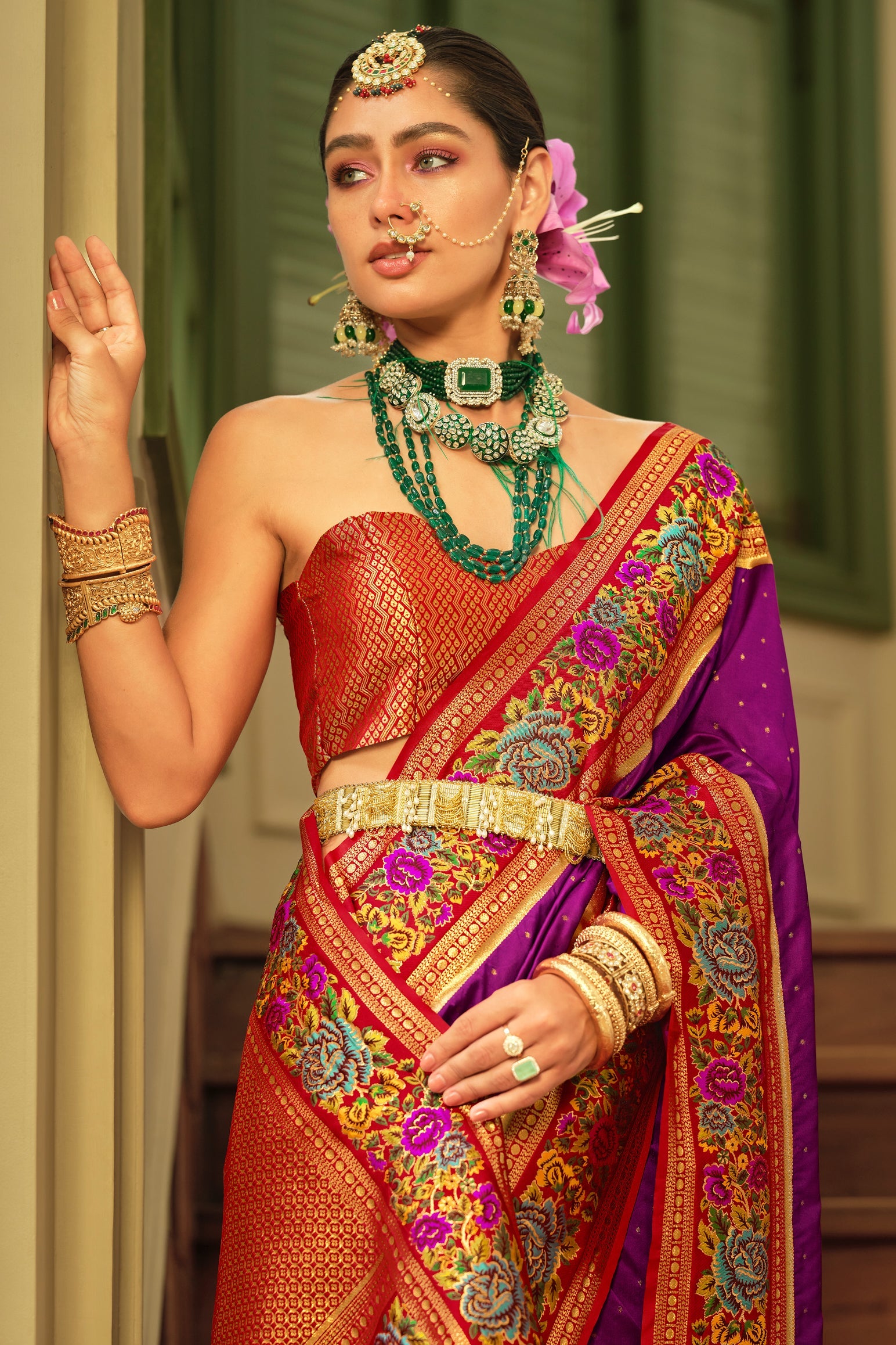 Purple Woven Banarasi Saree-ZB133626_4_SareeButa.com