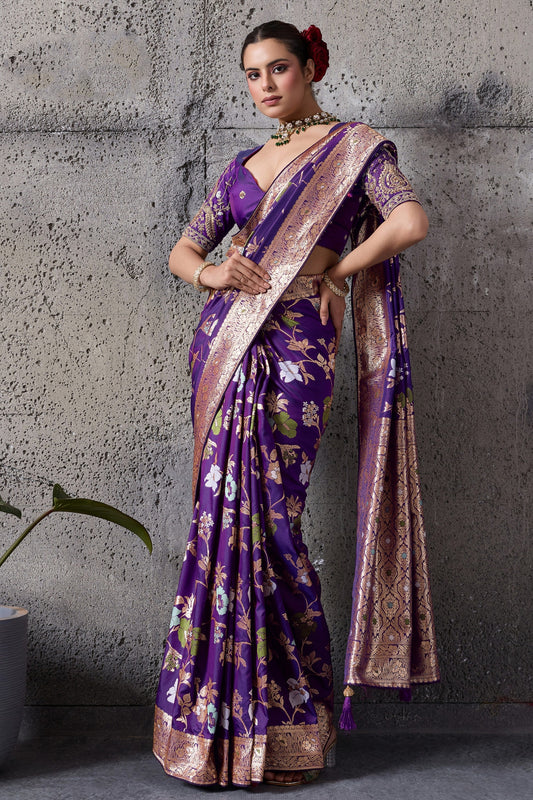 Purple Woven Banarasi Silk Saree-SAR12527_1_SareeButa.com
