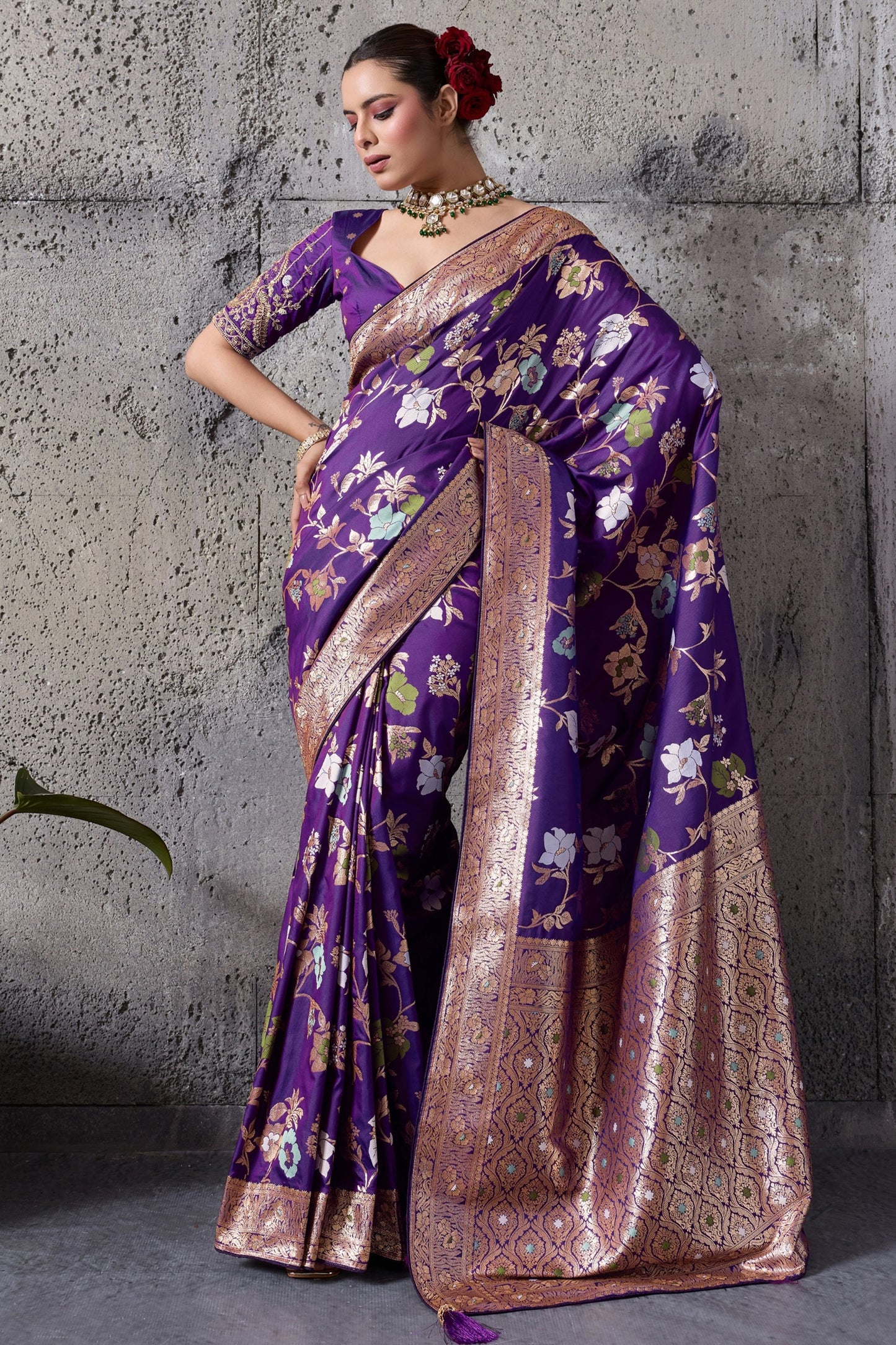 Purple Woven Banarasi Silk Saree-SAR12527_3_SareeButa.com