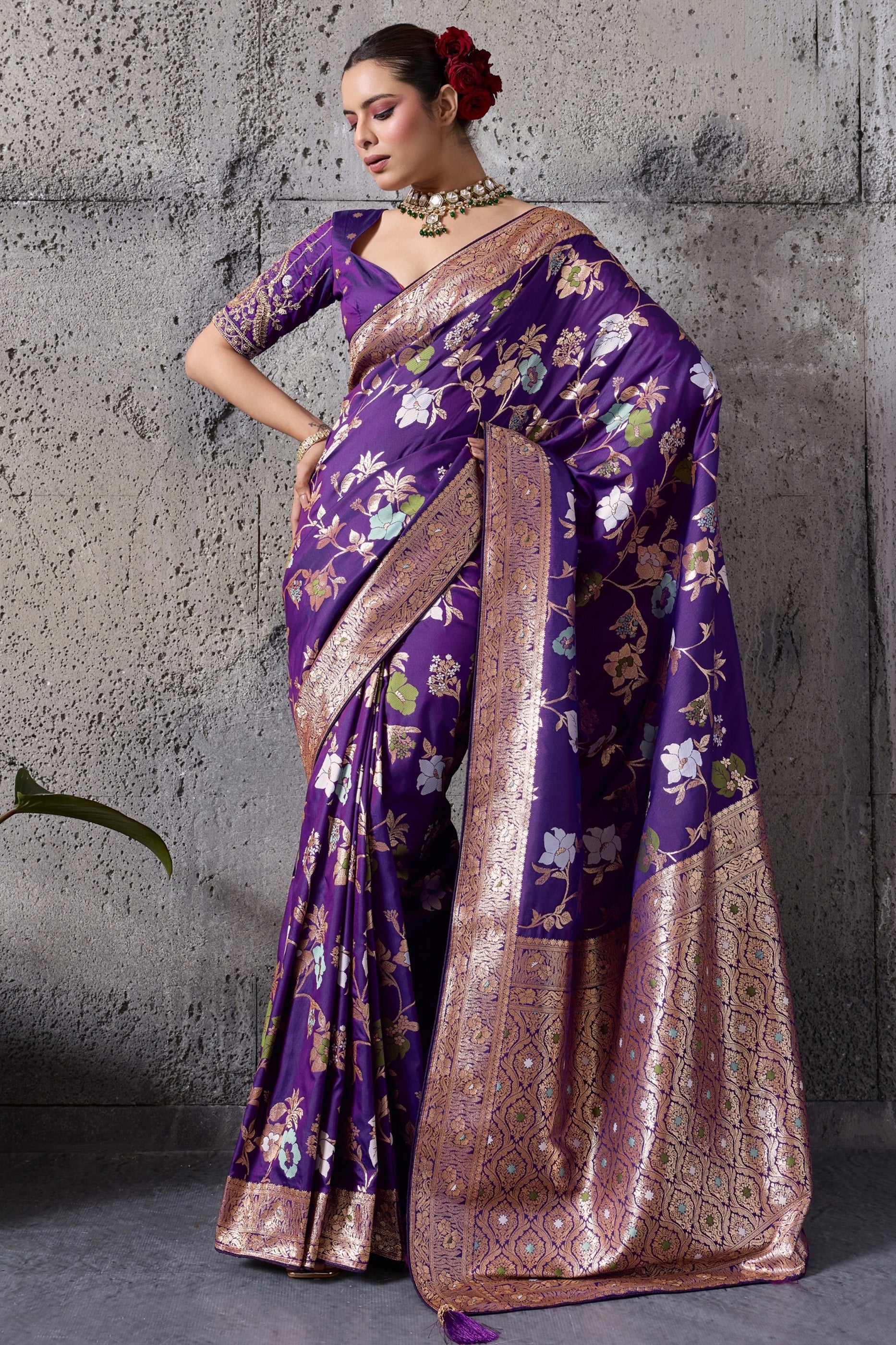 Purple Woven Banarasi Silk Saree-SAR12527_3_SareeButa.com