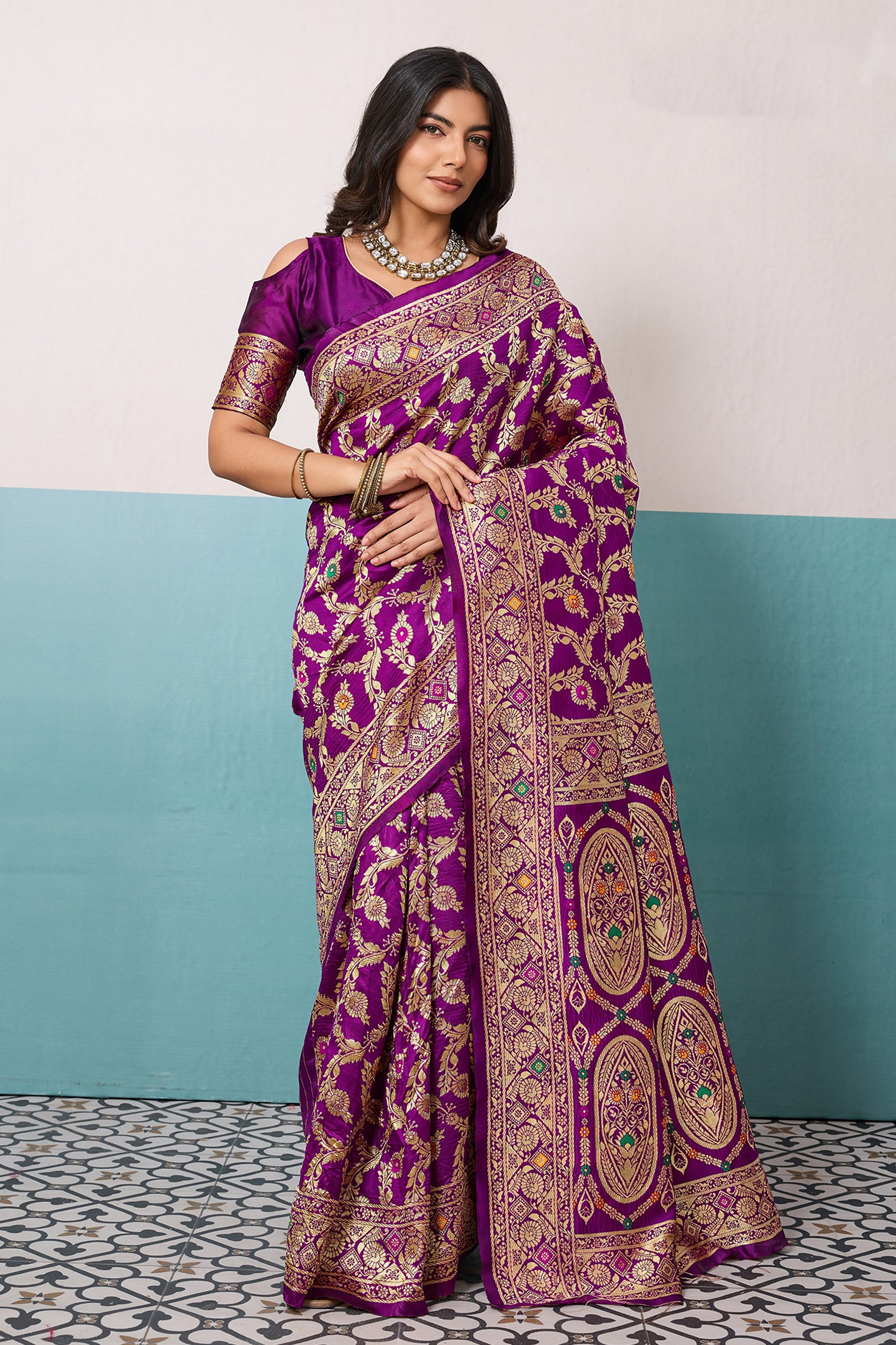 Purple Woven Banarasi Silk Saree-SAR12562_1_SareeButa.com