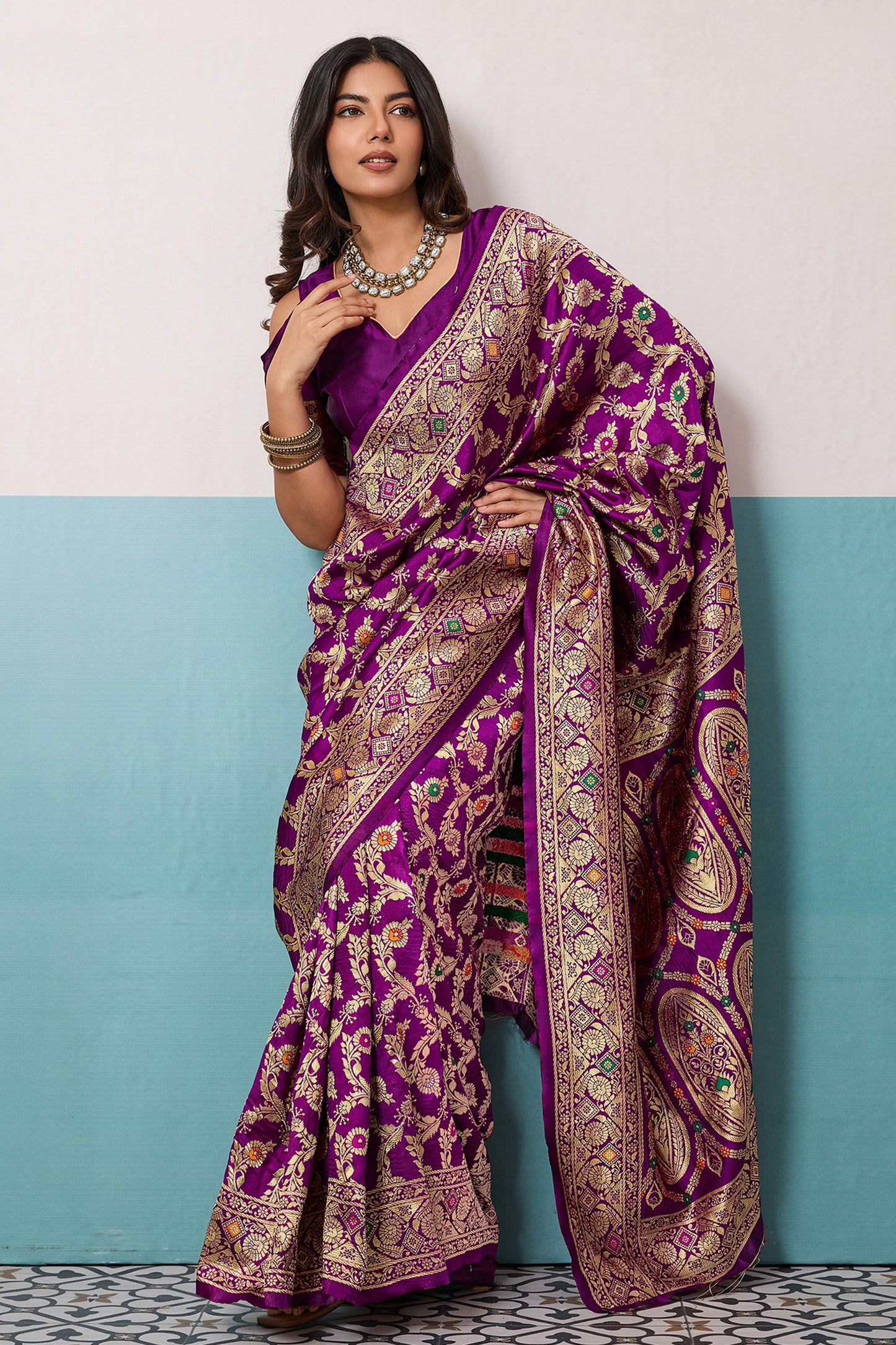 Purple Woven Banarasi Silk Saree-SAR12562_2_SareeButa.com