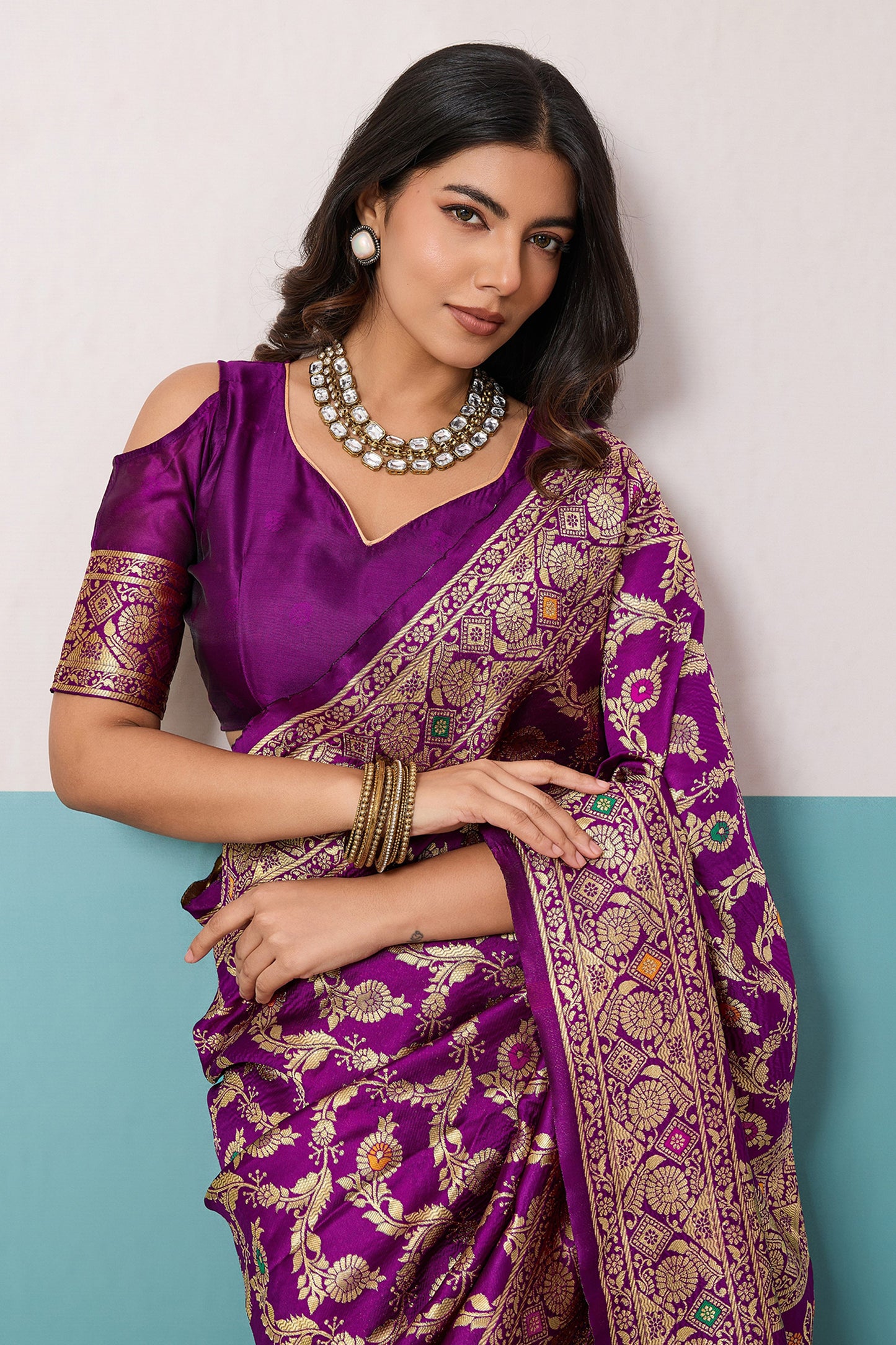 Purple Woven Banarasi Silk Saree-SAR12562_4_SareeButa.com