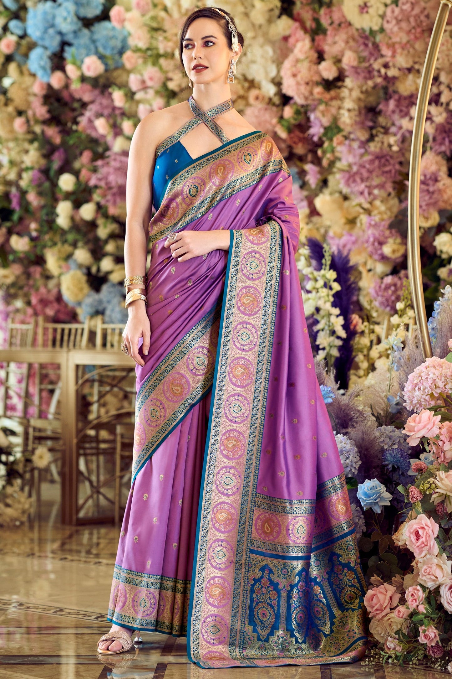 Purple Woven Banarasi Silk Saree-ZB134350_1_SareeButa.com